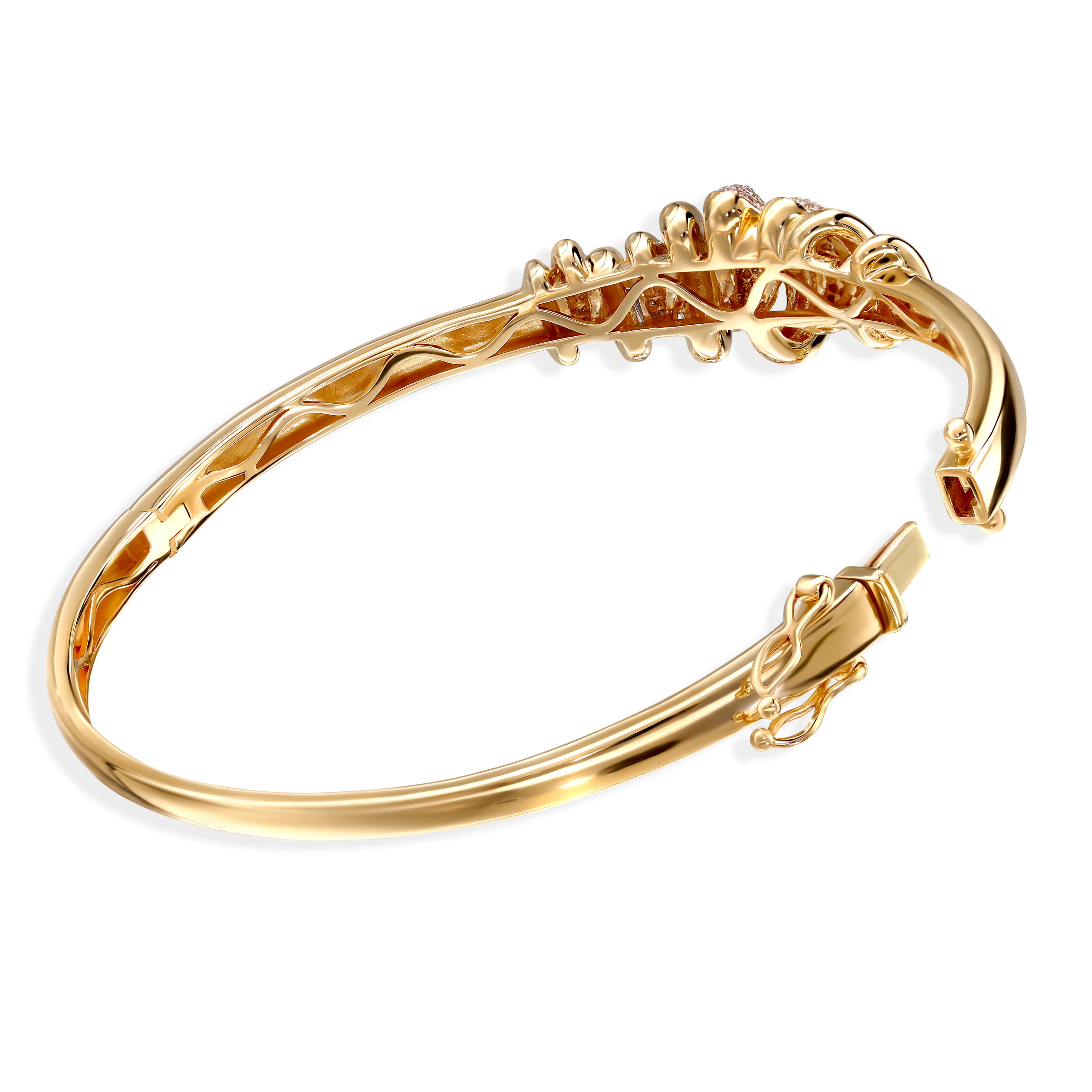 Sztywna bransoleta złota z diamentami naturalnymi 0.41 ct, próba 585