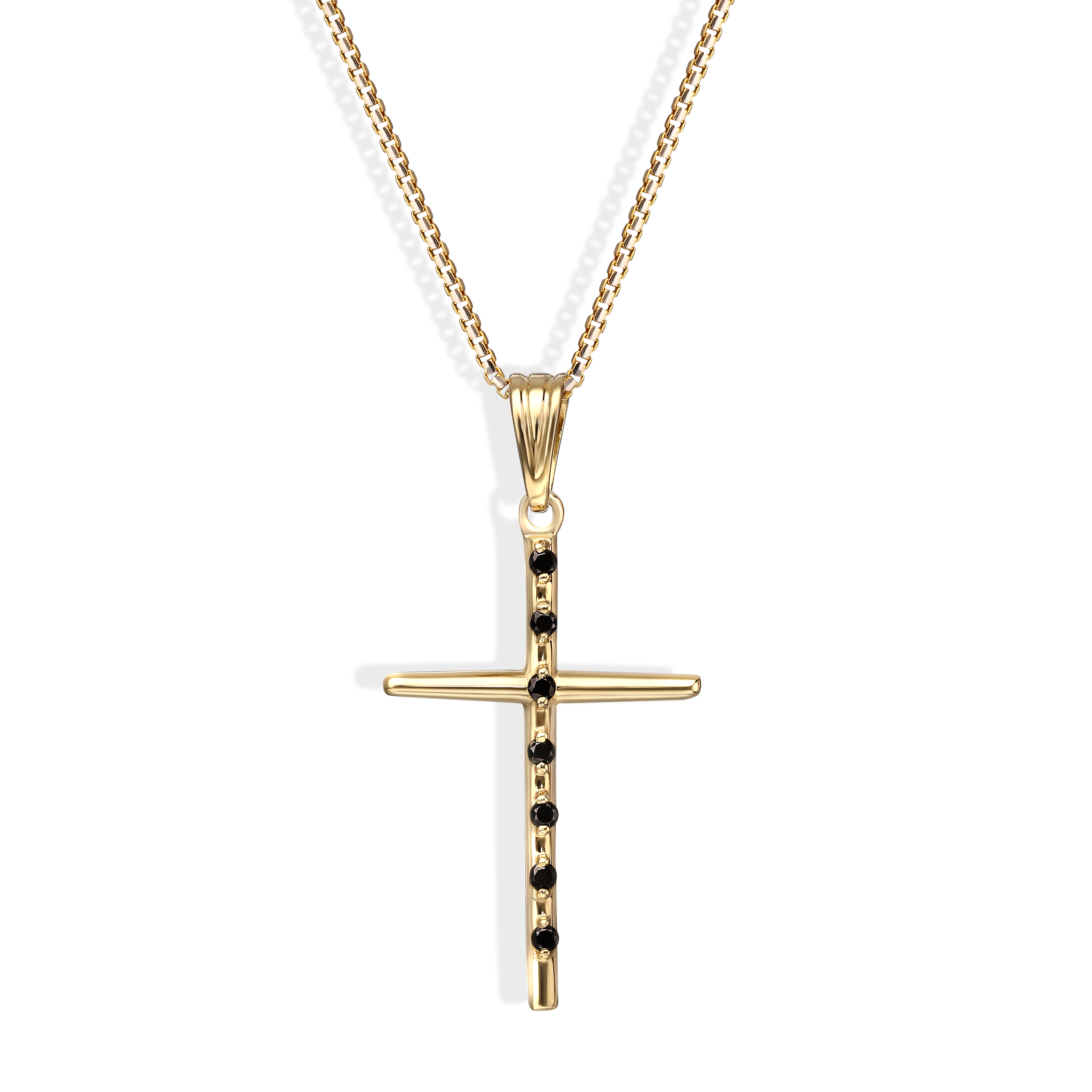 Zawieszka złota z 7 czarnymi diamentami naturalnymi, 0.07ct 