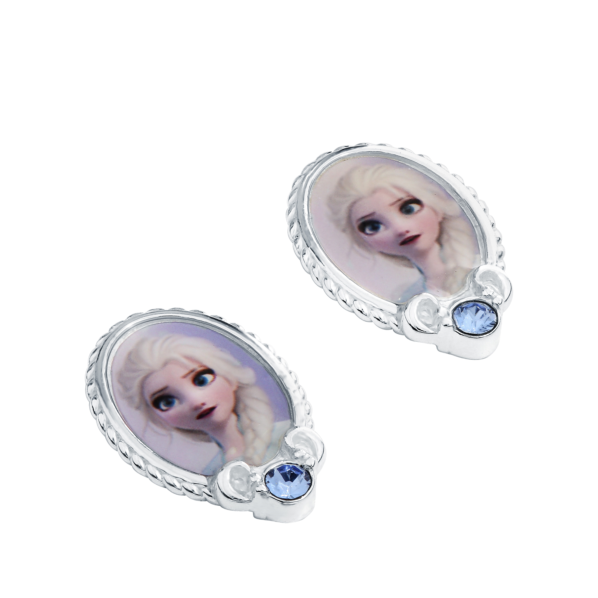 Srebrne kolczyki z kryształami Kraina Lodu, próba 925