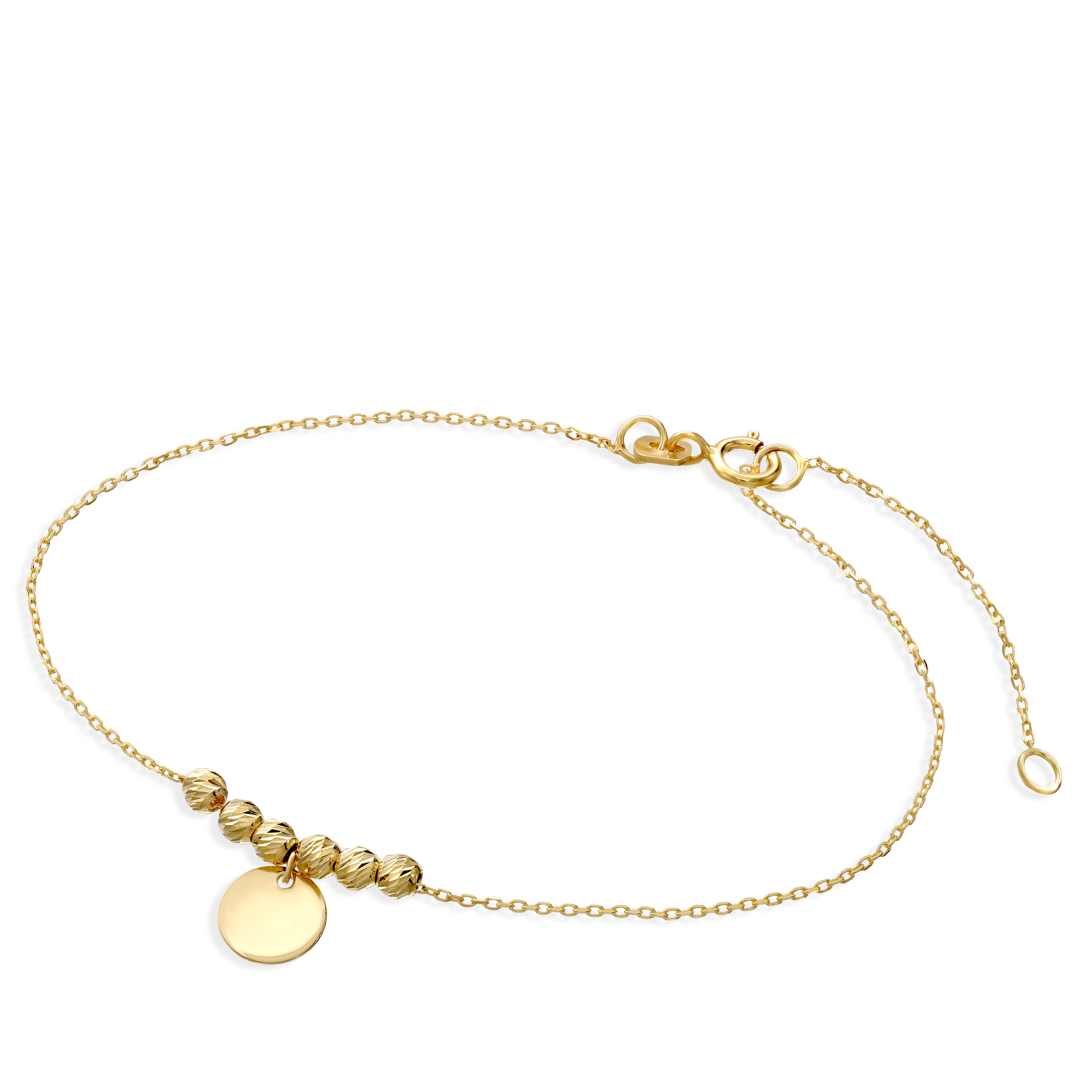 Bransoletka złota z kuleczkami i gładką blaszką, próba 585