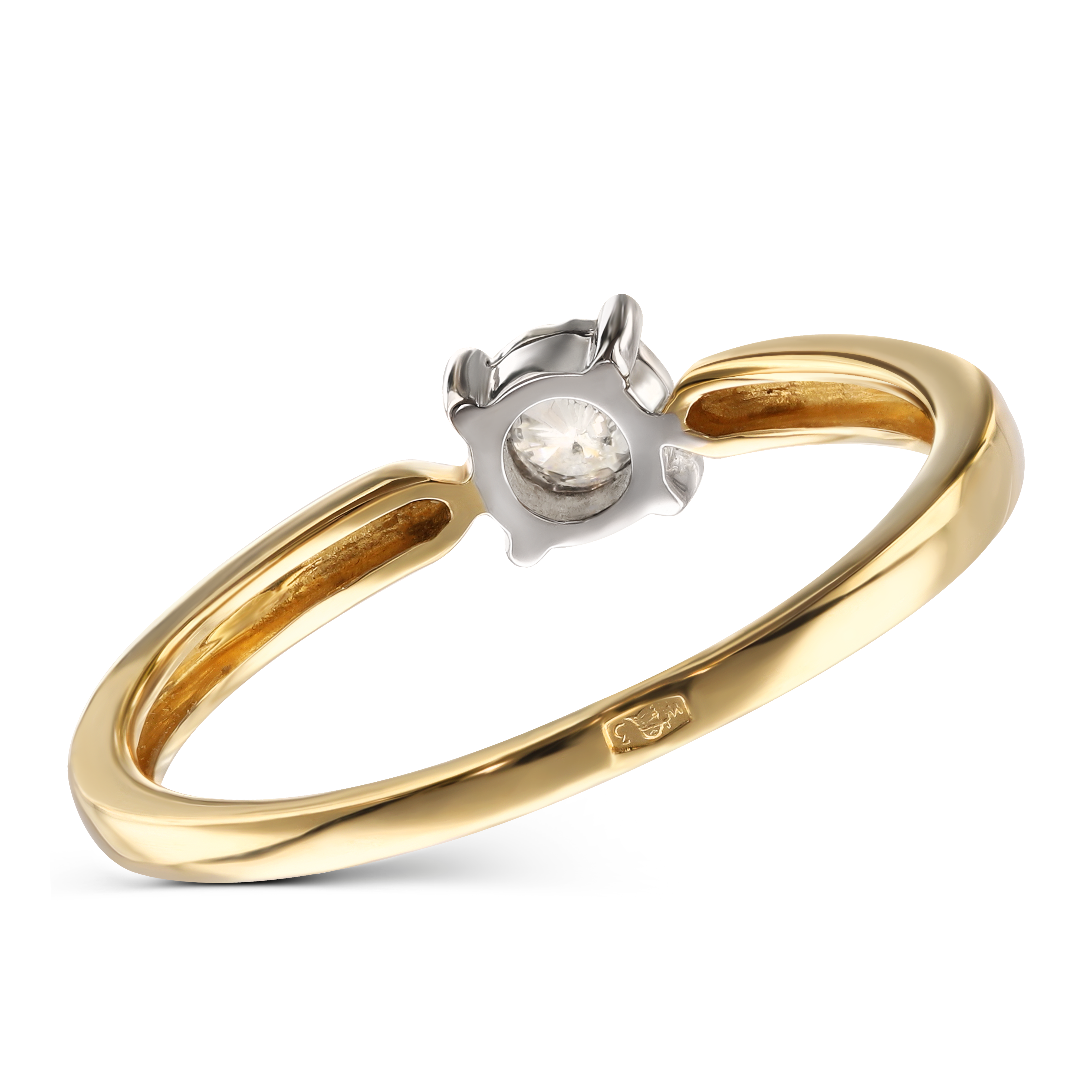 Pierścionek złoty z diamentem naturalnym 0.12 ct, rozmiar 12, próba 585