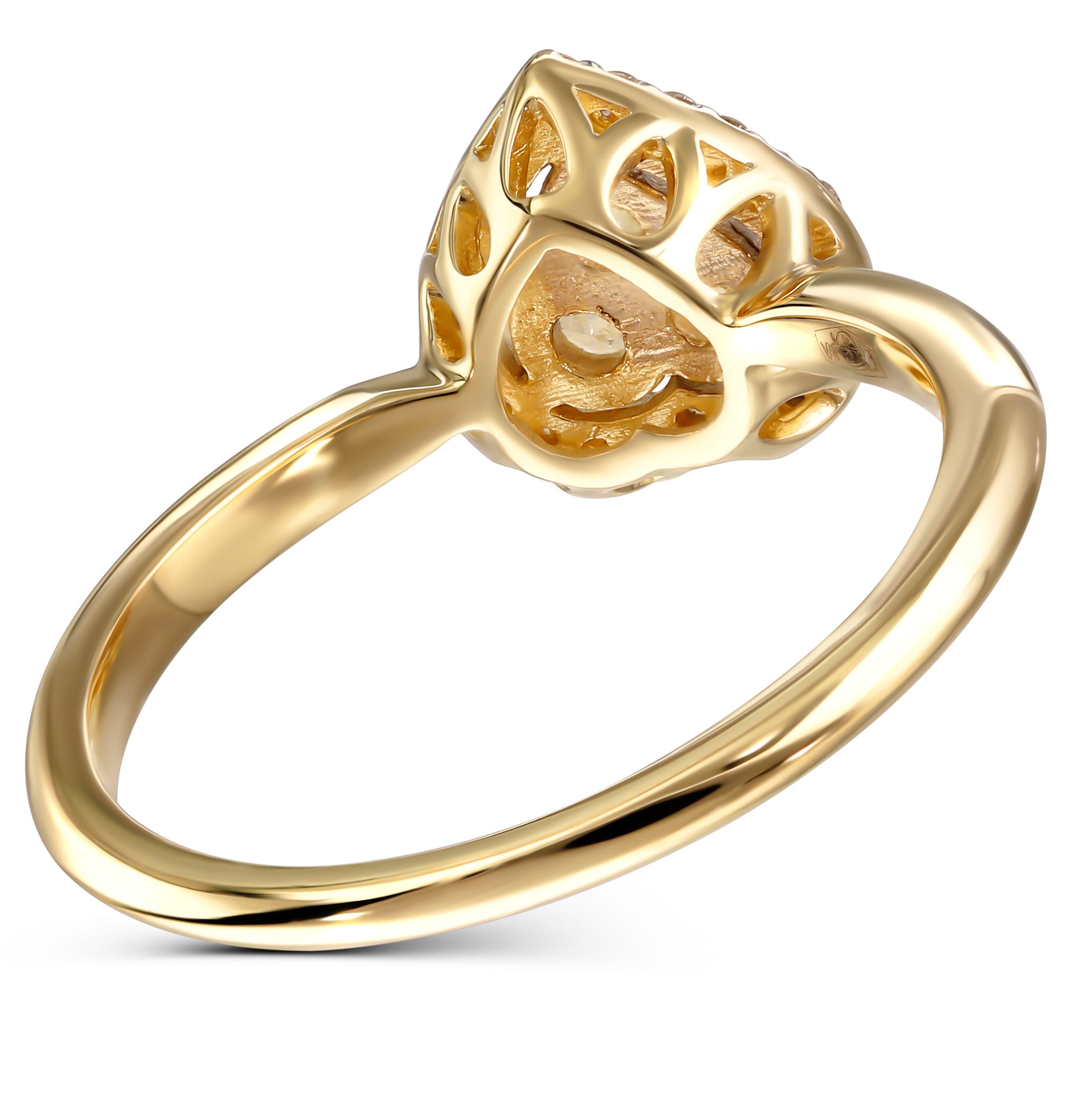 Pierścionek złoty z koroną w kształcie serca z diamentami naturalnymi 0.28 ct, rozmiar 14, próba 585