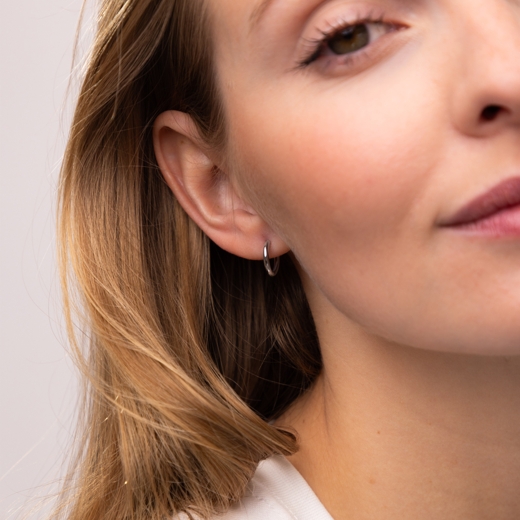 Kolczyki z białego złota kółeczka 12 mm, próba 585