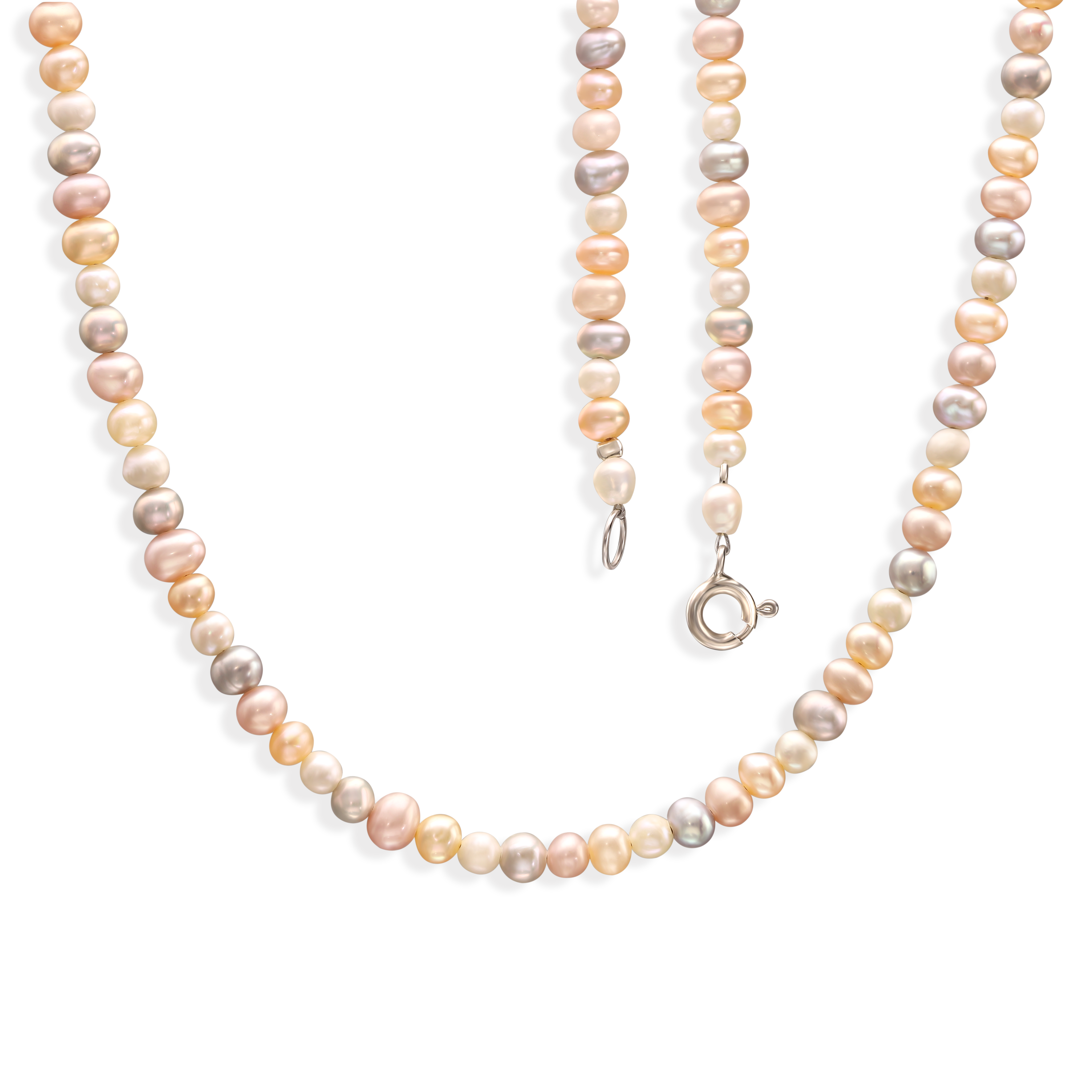 Naszyjnik z pereł hodowanych słodkowodnych ze srebrnym zapięciem, długość 45 cm, próba 925