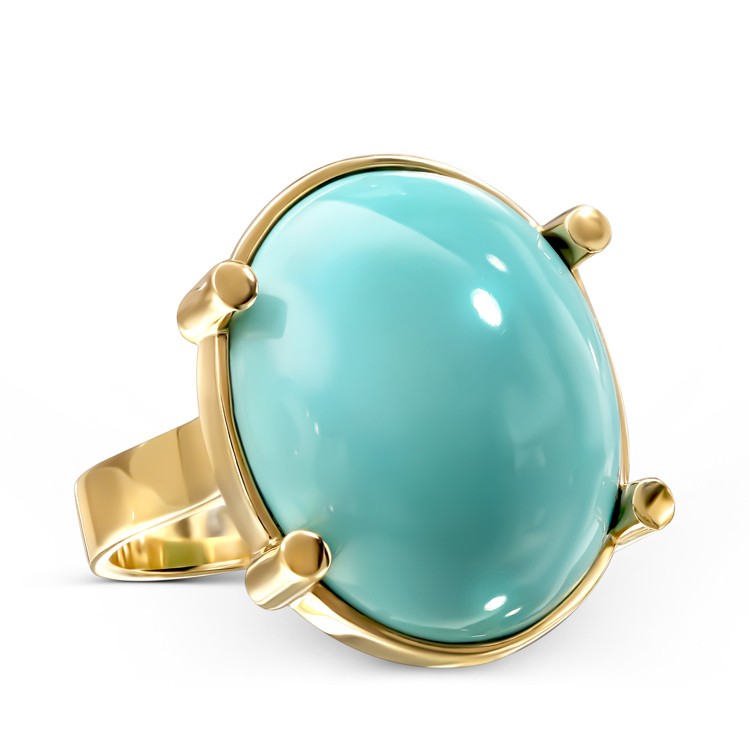 Pierścionek złoty vintage z okazałym turkusem, próba 585