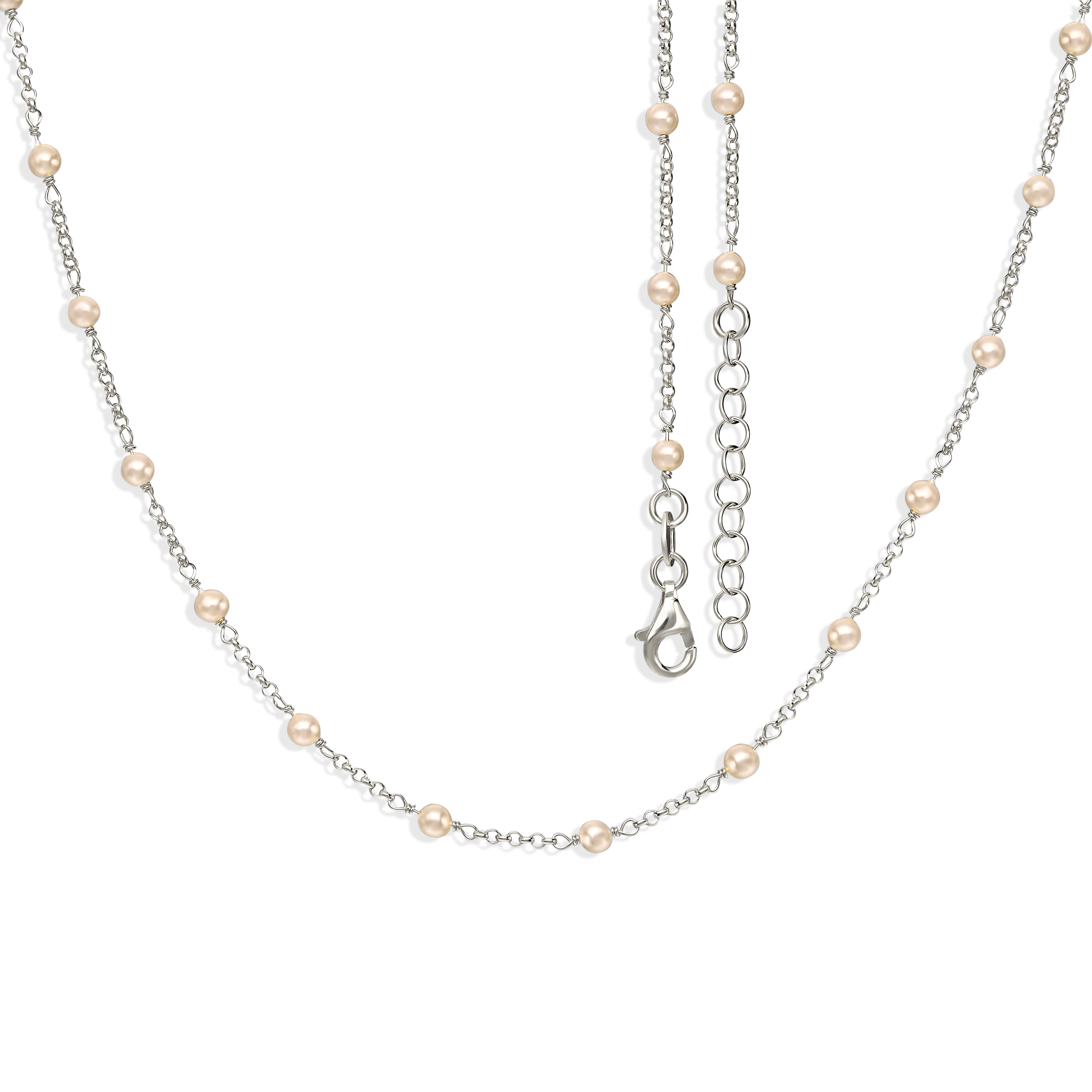 Naszyjnik srebrny z perłami hodowanymi, próba 925