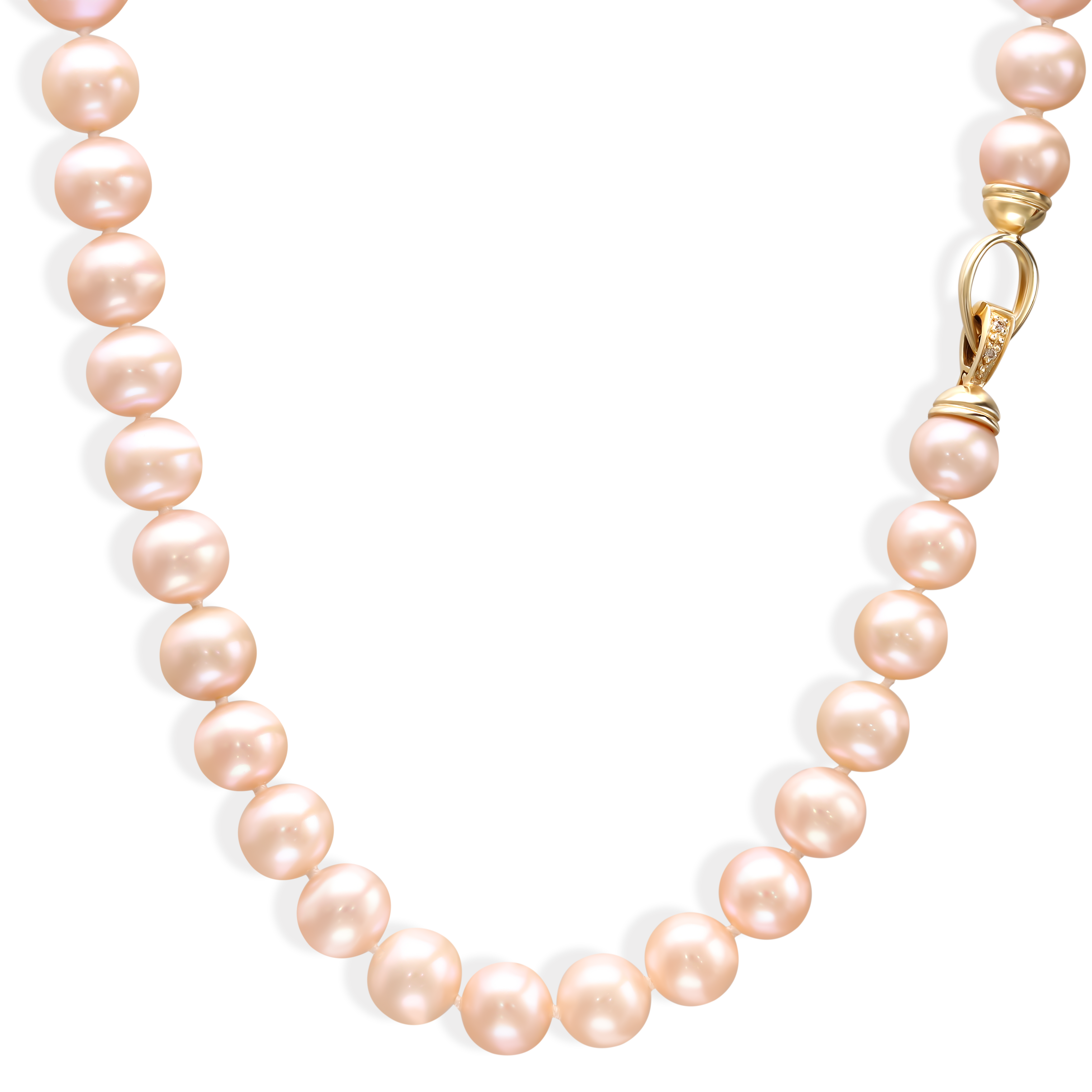 Naszyjnik z pereł słodkowodnych ze złotym zapięciem ozdobionym diamentami naturalnymi, próba 585