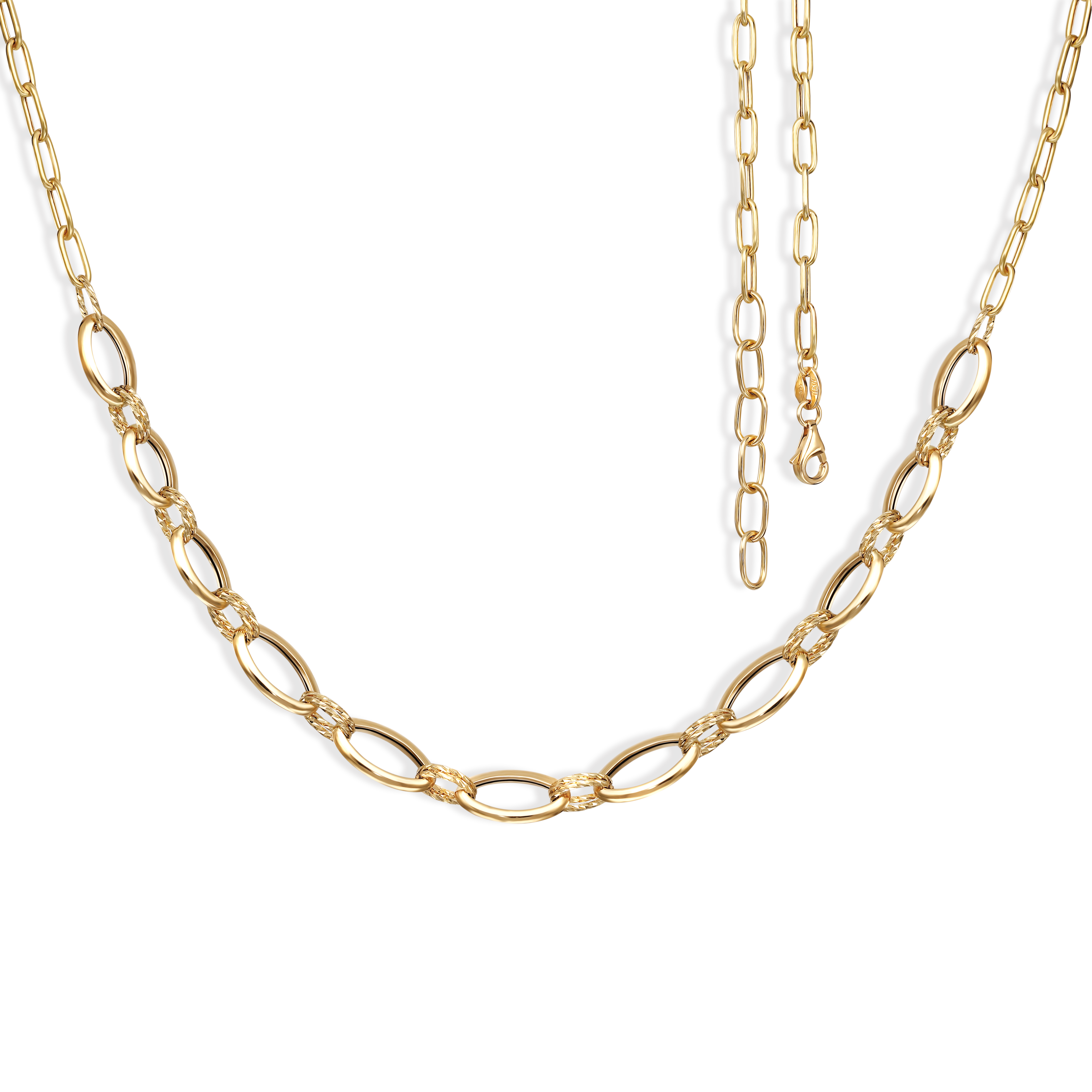 Naszyjnik złoty z dużymi zaoblonymi ogniwami, próba 585