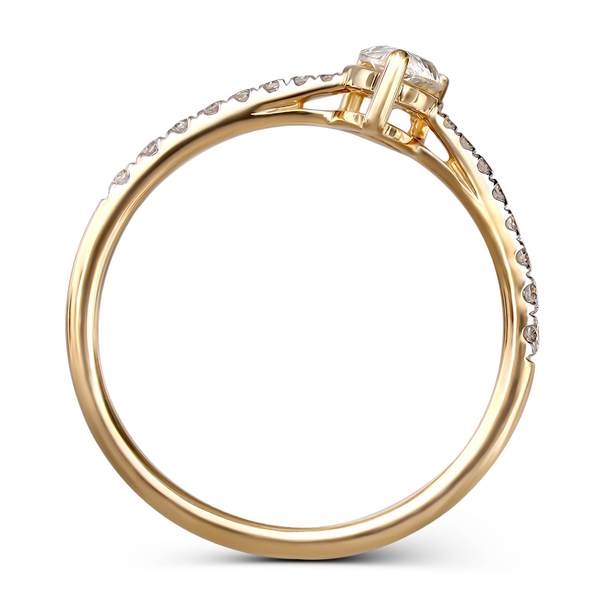Pierścionek złoty z diamentami naturalnymi IGI 0.6 ct, próba 585