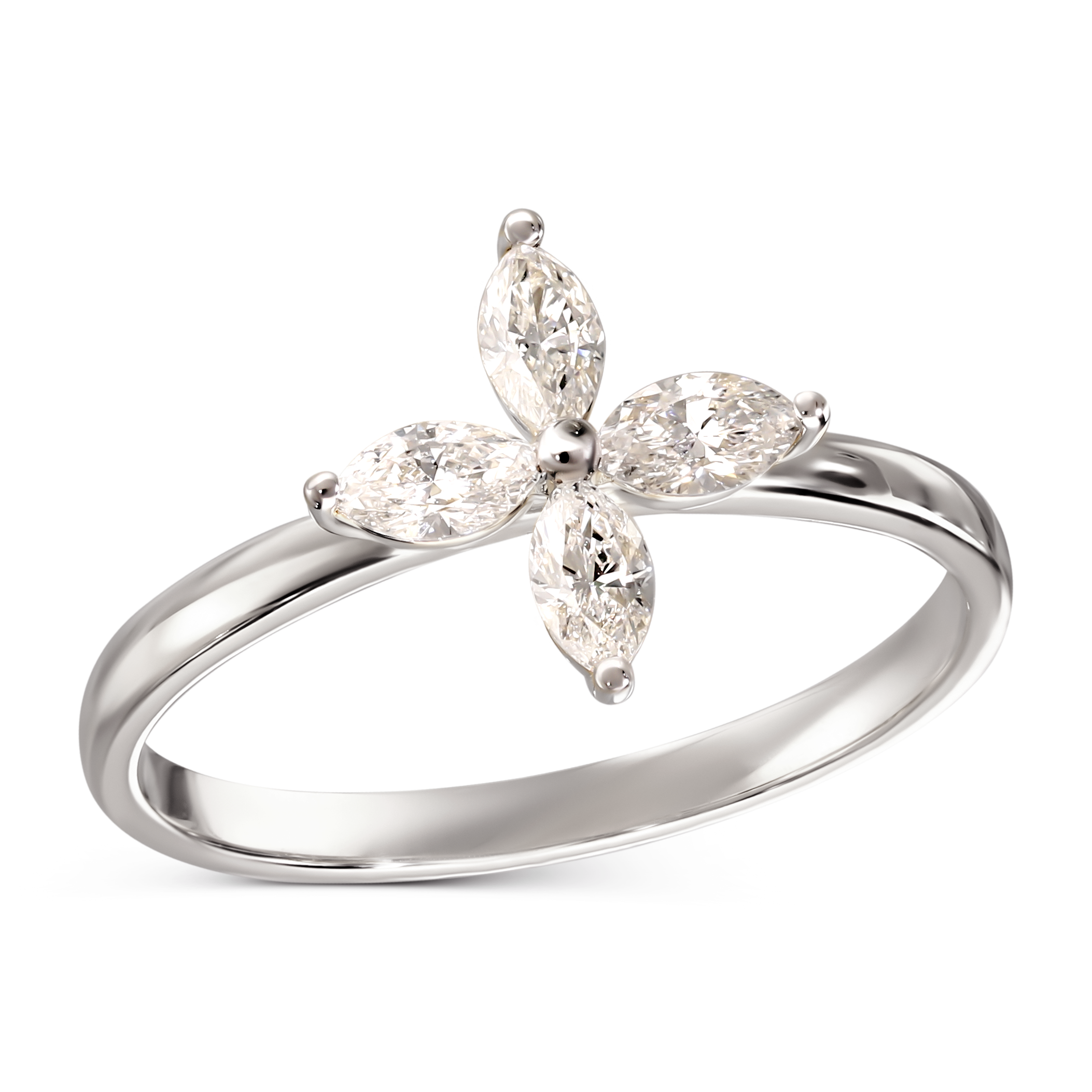 Pierścionek z białego złota z diamentami naturalnymi 0.45 ct, próba 585