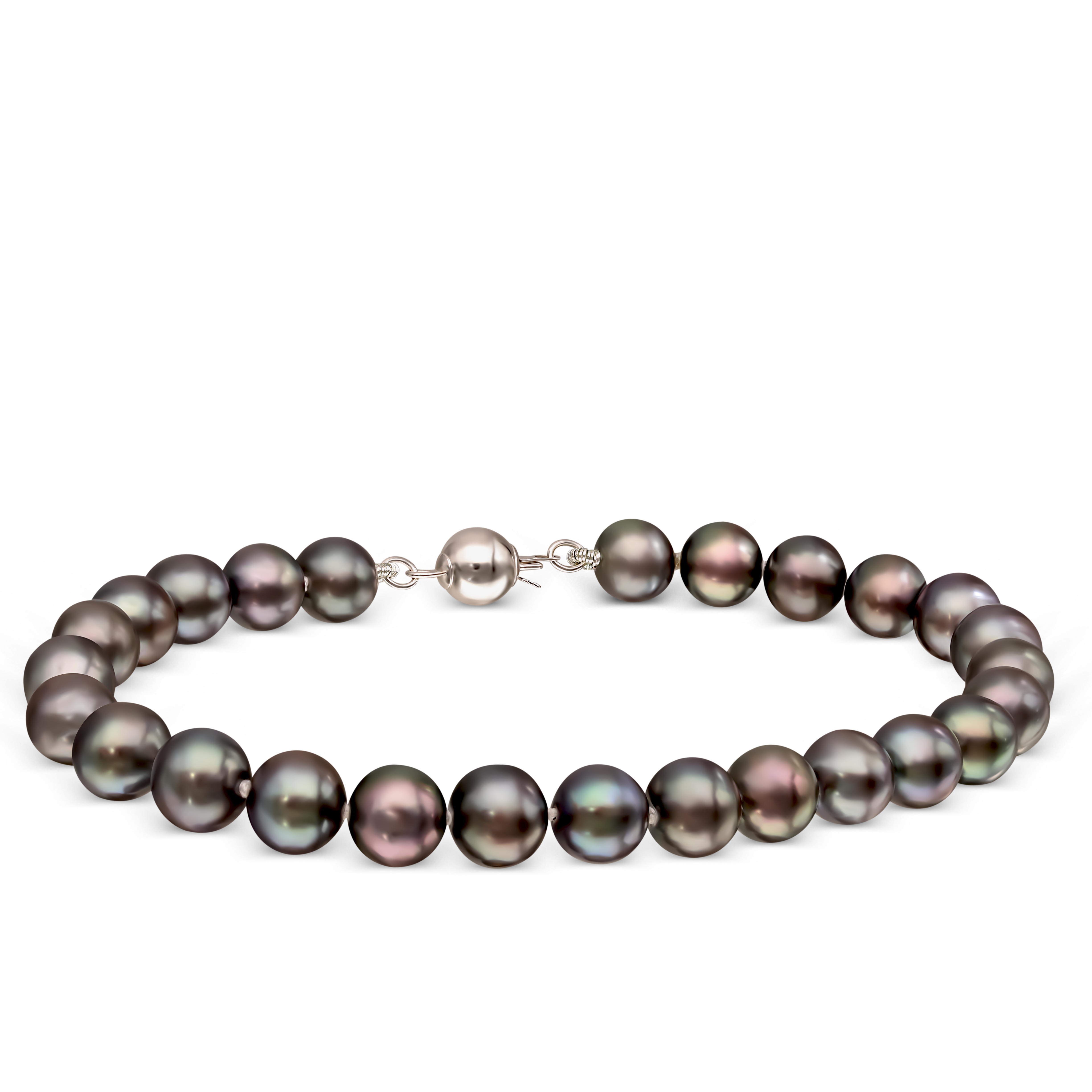 Bransoleta z ciemnych pereł hodowanych słodkowodnych z zapięciem z białego złota, próba 585