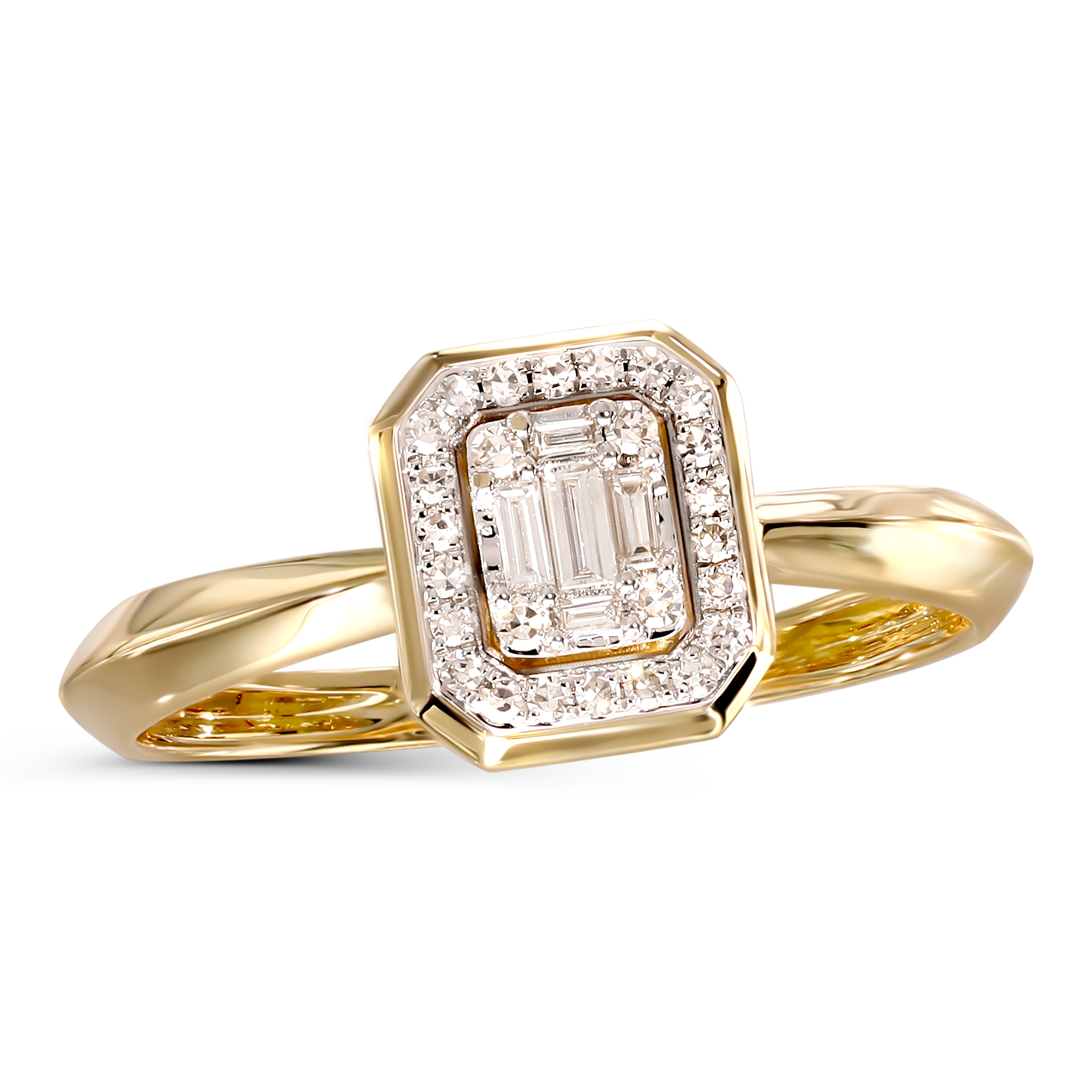 Pierścionek złoty z diamentami naturalnymi 0.14 ct, próba 585
