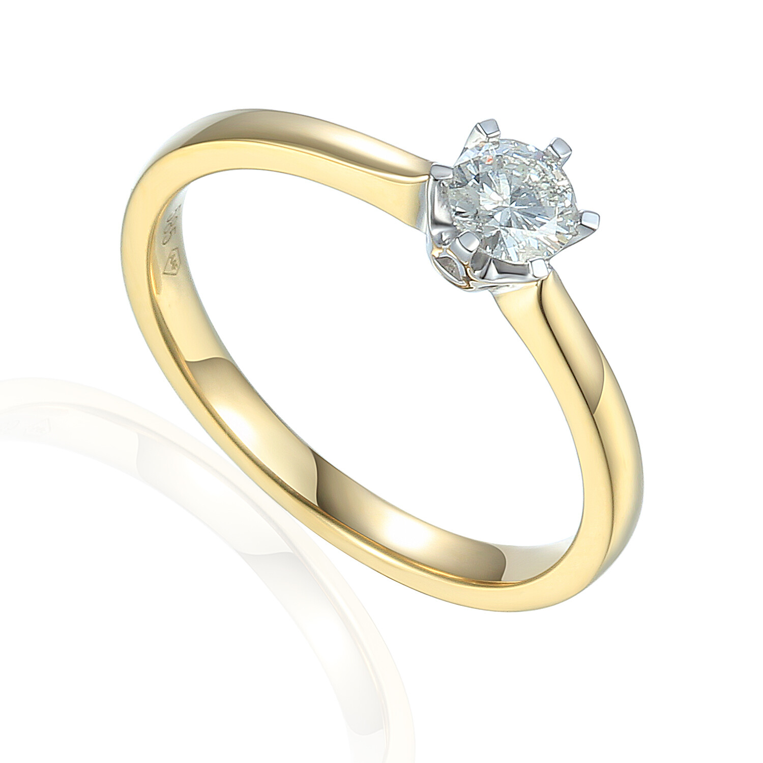 Klasyczny pierścionek zaręczynowy z diamentem 0,15ct, próba 585