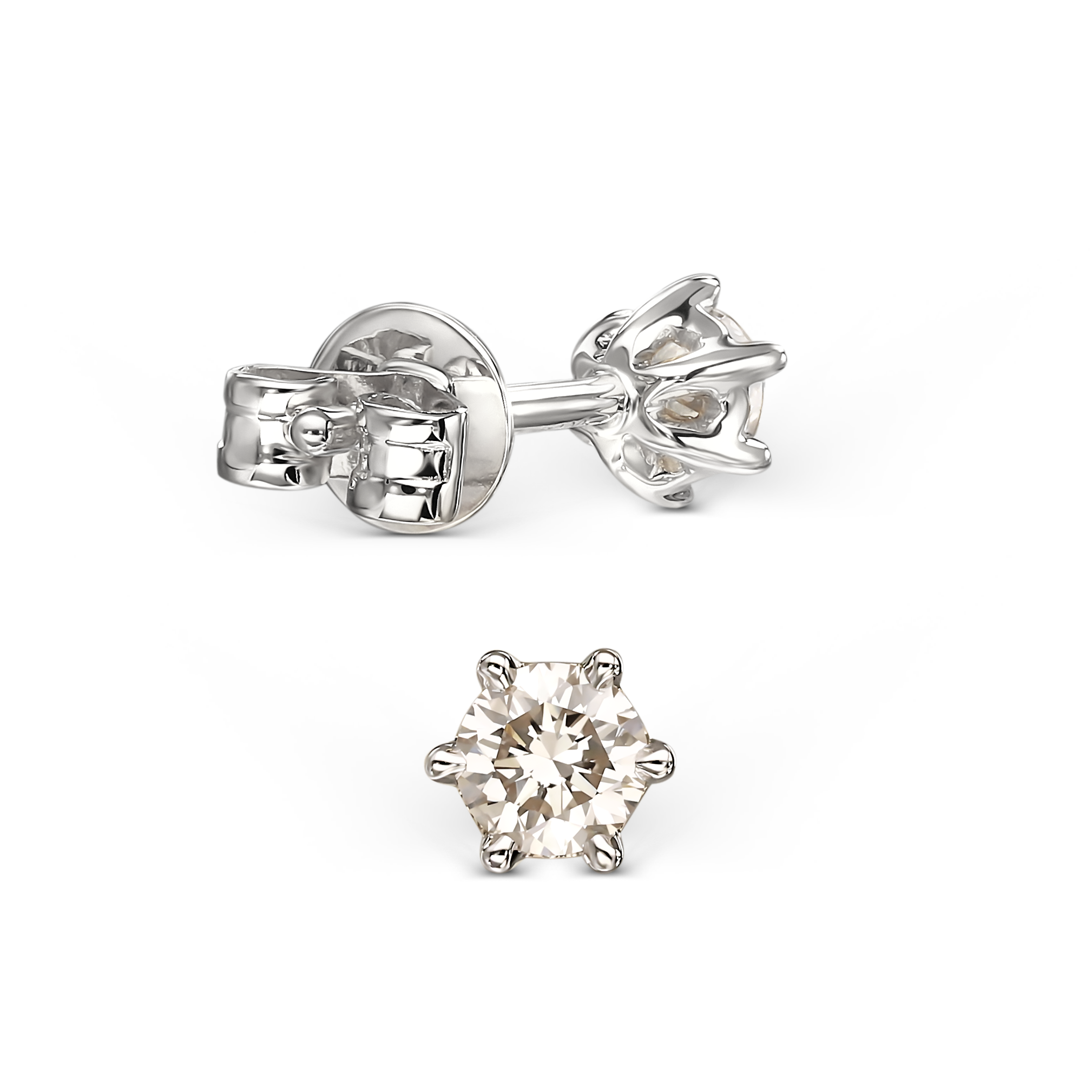 Kolczyki z białego złota sztyfty z diamentami naturalnymi 0.40 ct, próba 585