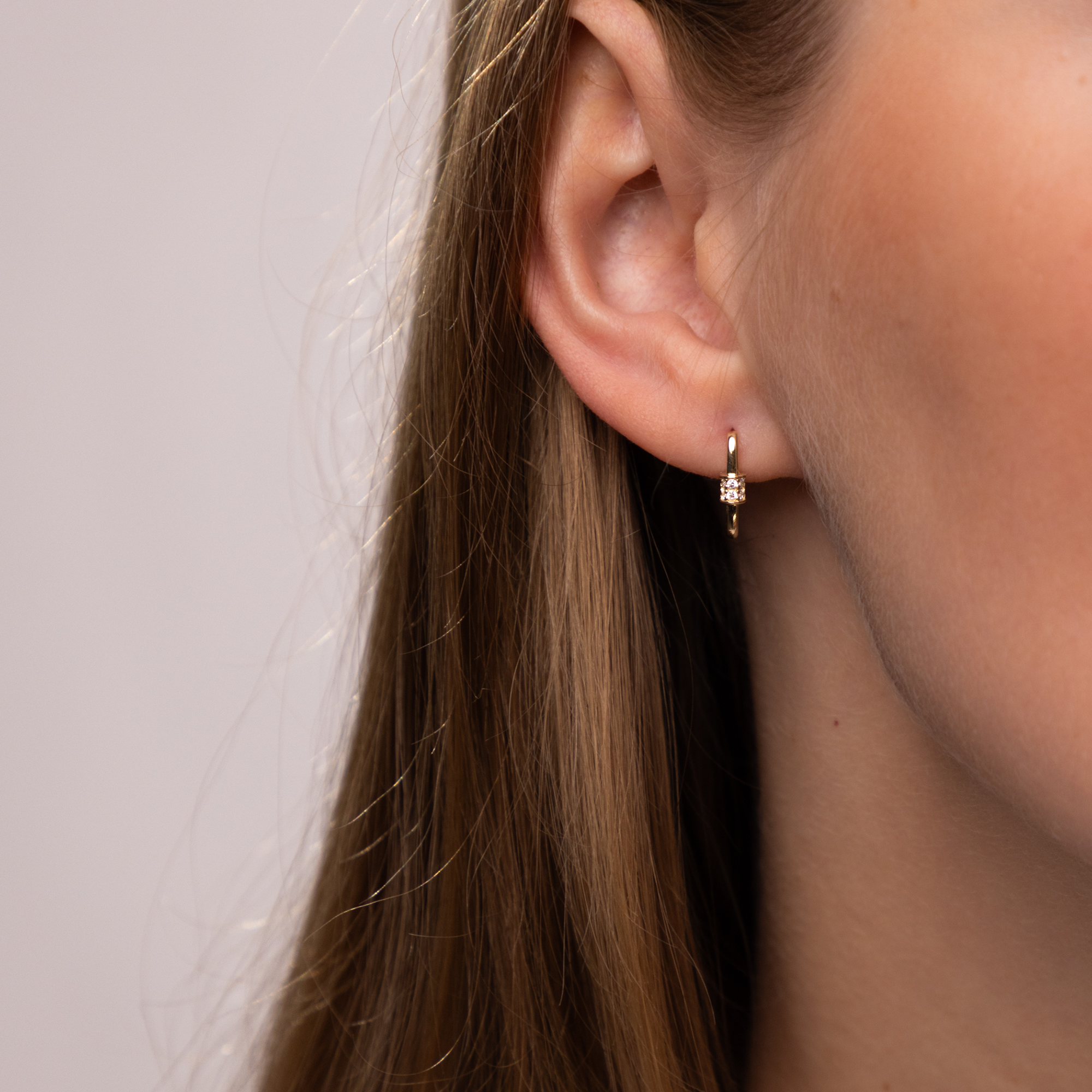 Kolczyki złote prostokąty na francuskim zapięciu z cyrkoniami, próba 585