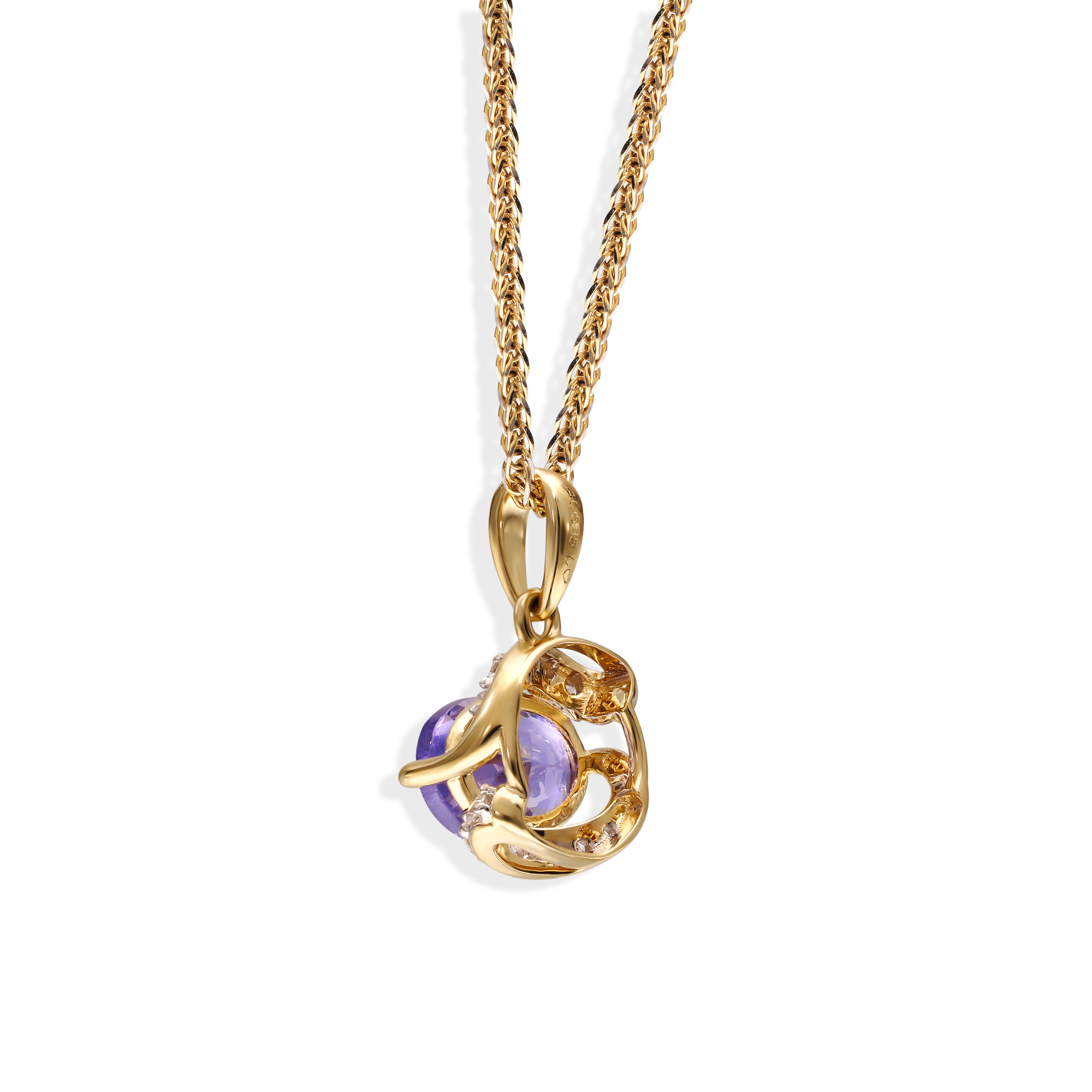 Zawieszka złota z tanzanitem 0.86 ct i diamentami naturalnymi, próba 585
