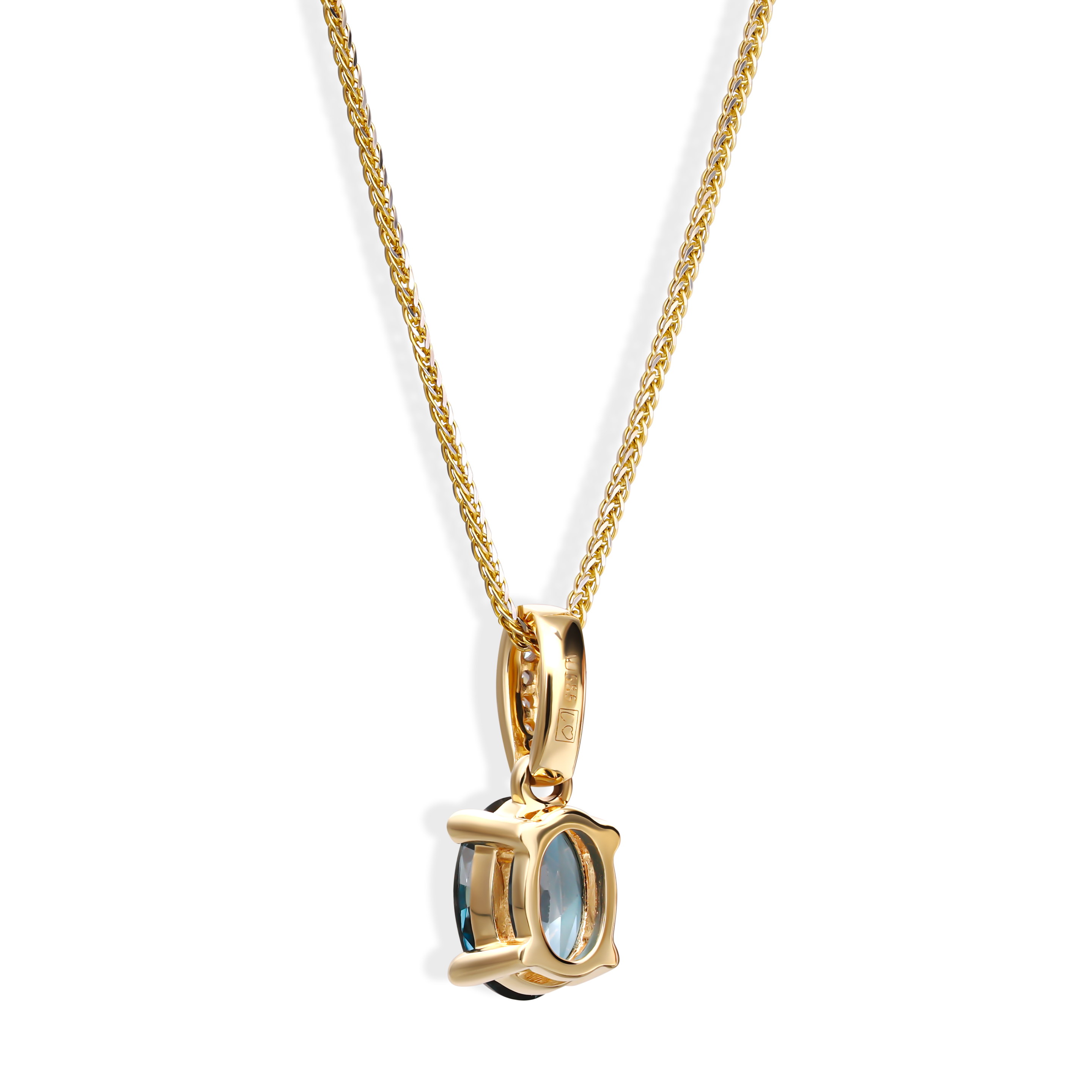 Zawieszka złota z topazem London Blue 0.82 ct i diamentami naturalnymi, próba 585
