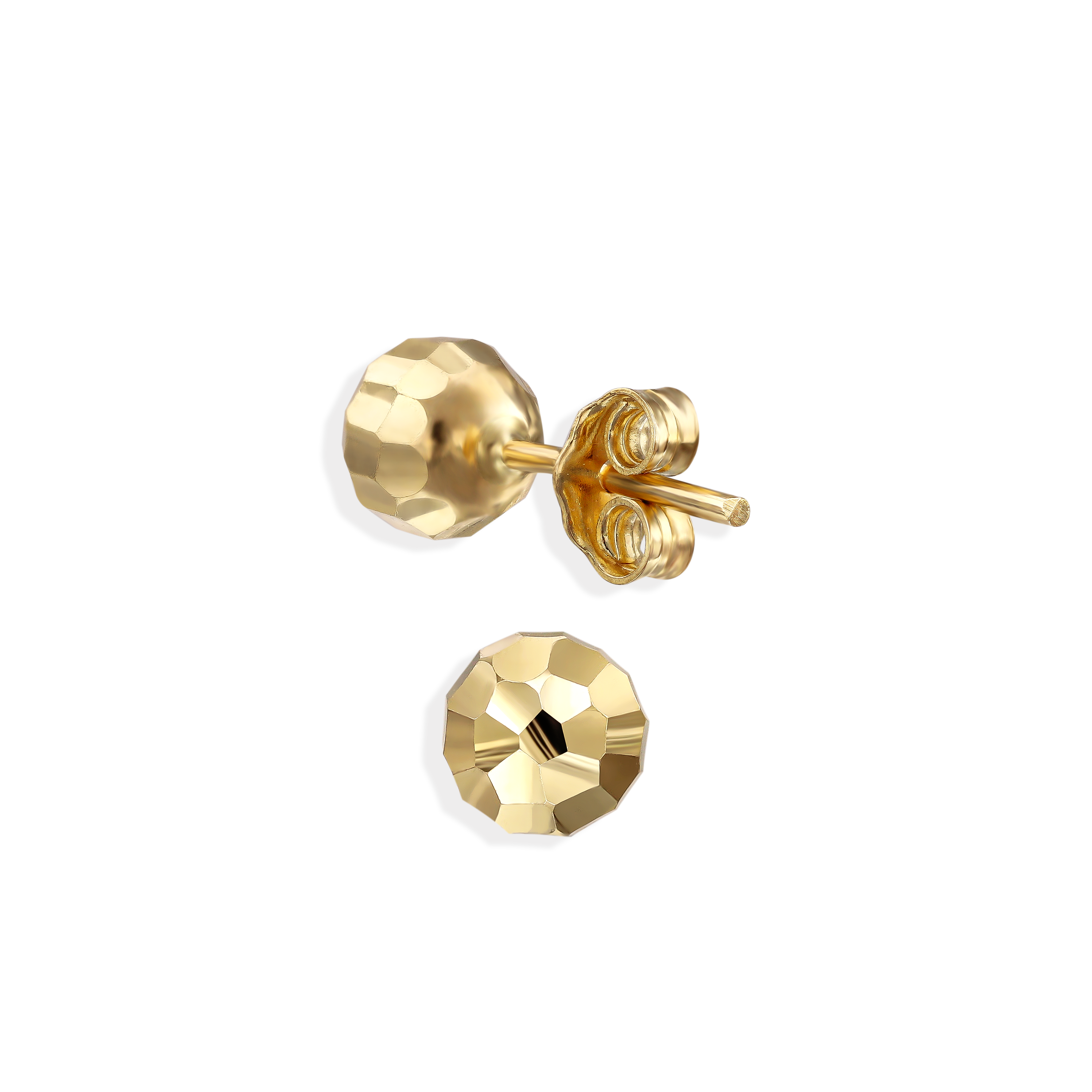 Kolczyki złote grawerowane kulki, średnica 6 mm, próba 585