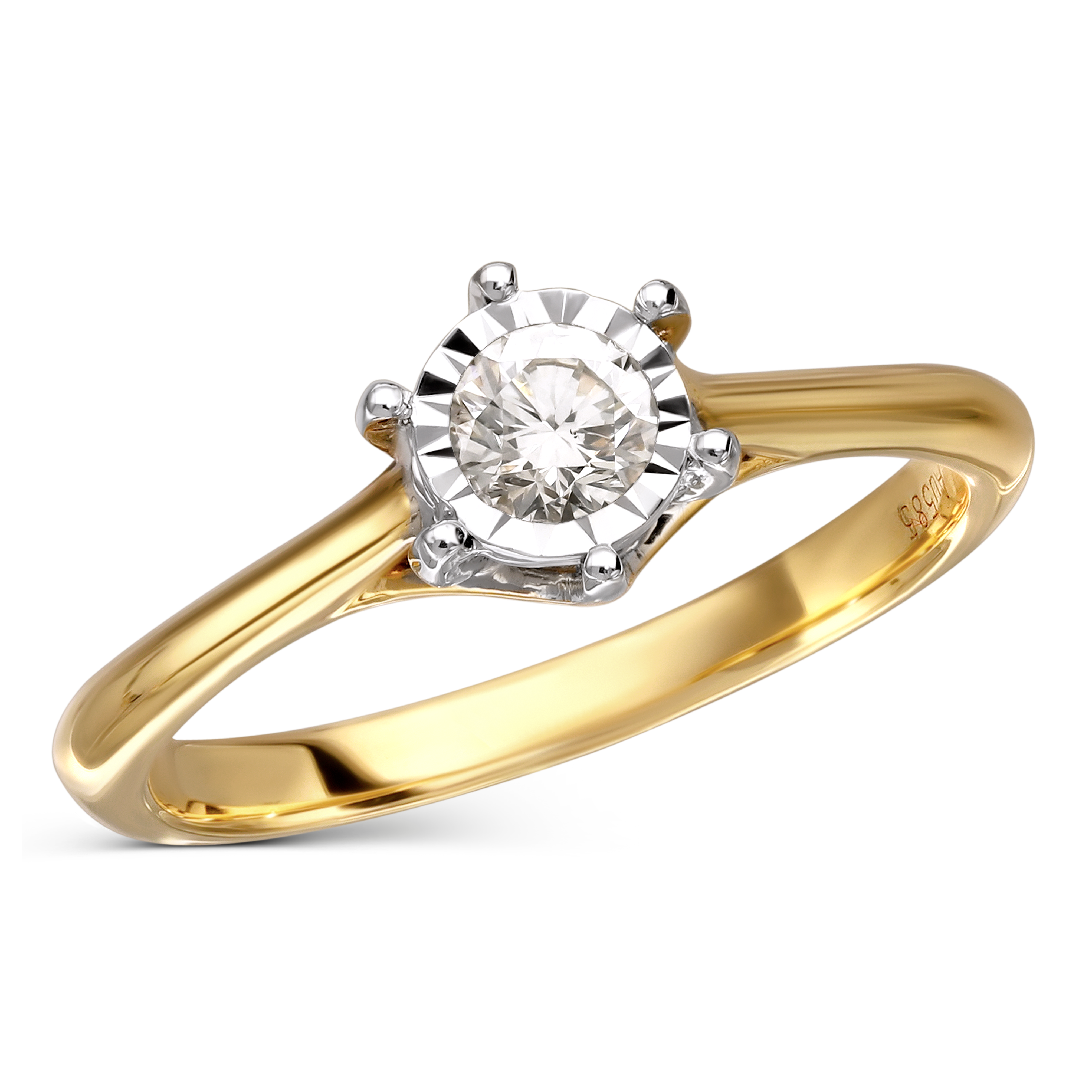 Pierścionek złoty z diamentem naturalnym 0.19 ct, rozmiar 10, próba 585