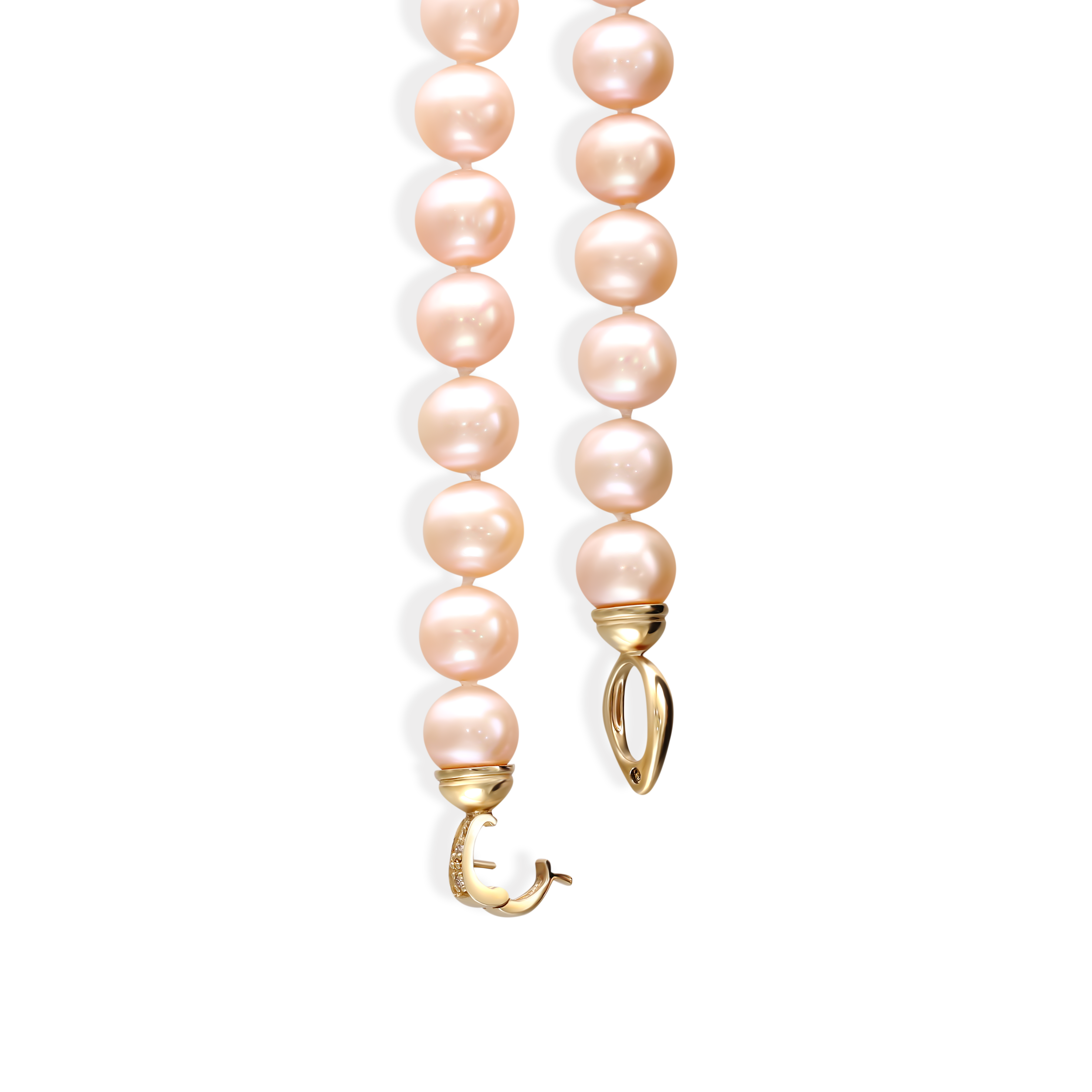 Bransoleta z pereł słodkowodnych ze złotym zapięciem ozdobionym diamentami naturalnymi, próba 585