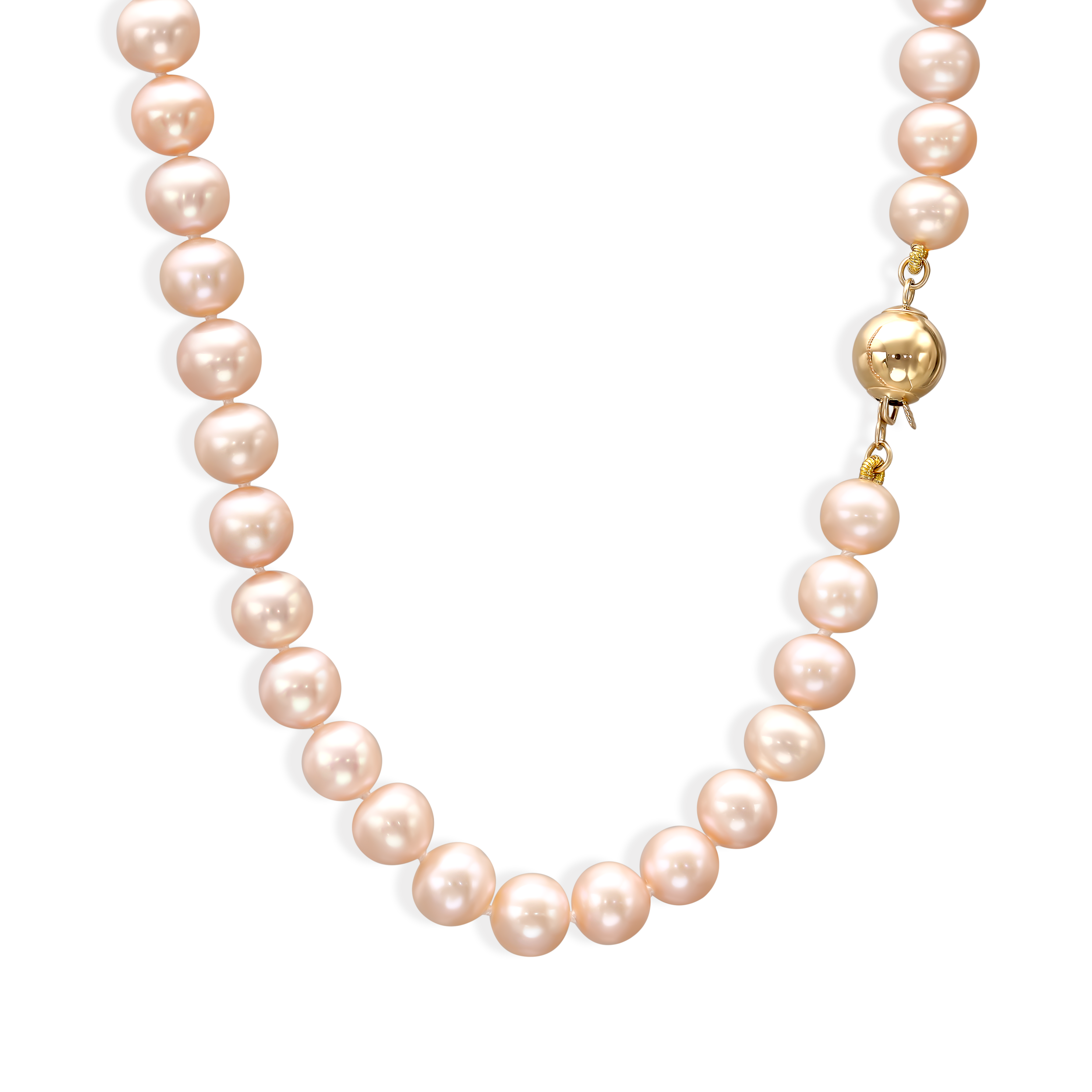 Naszyjnik z pereł słodkowodnych ze złotym zapięciem, próba 585