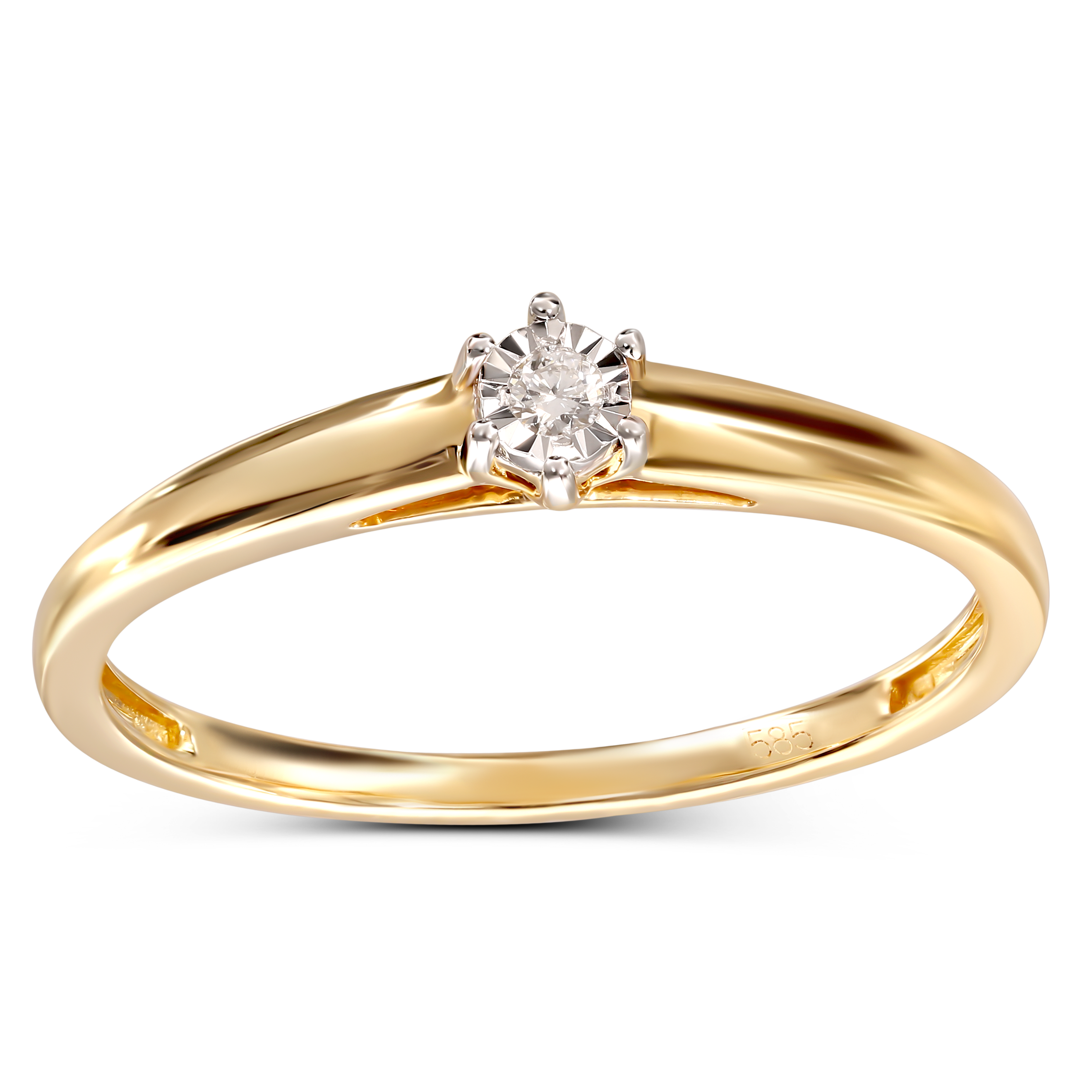 Pierścionek złoty z diamentem naturalnym 0.03 ct, próba 585