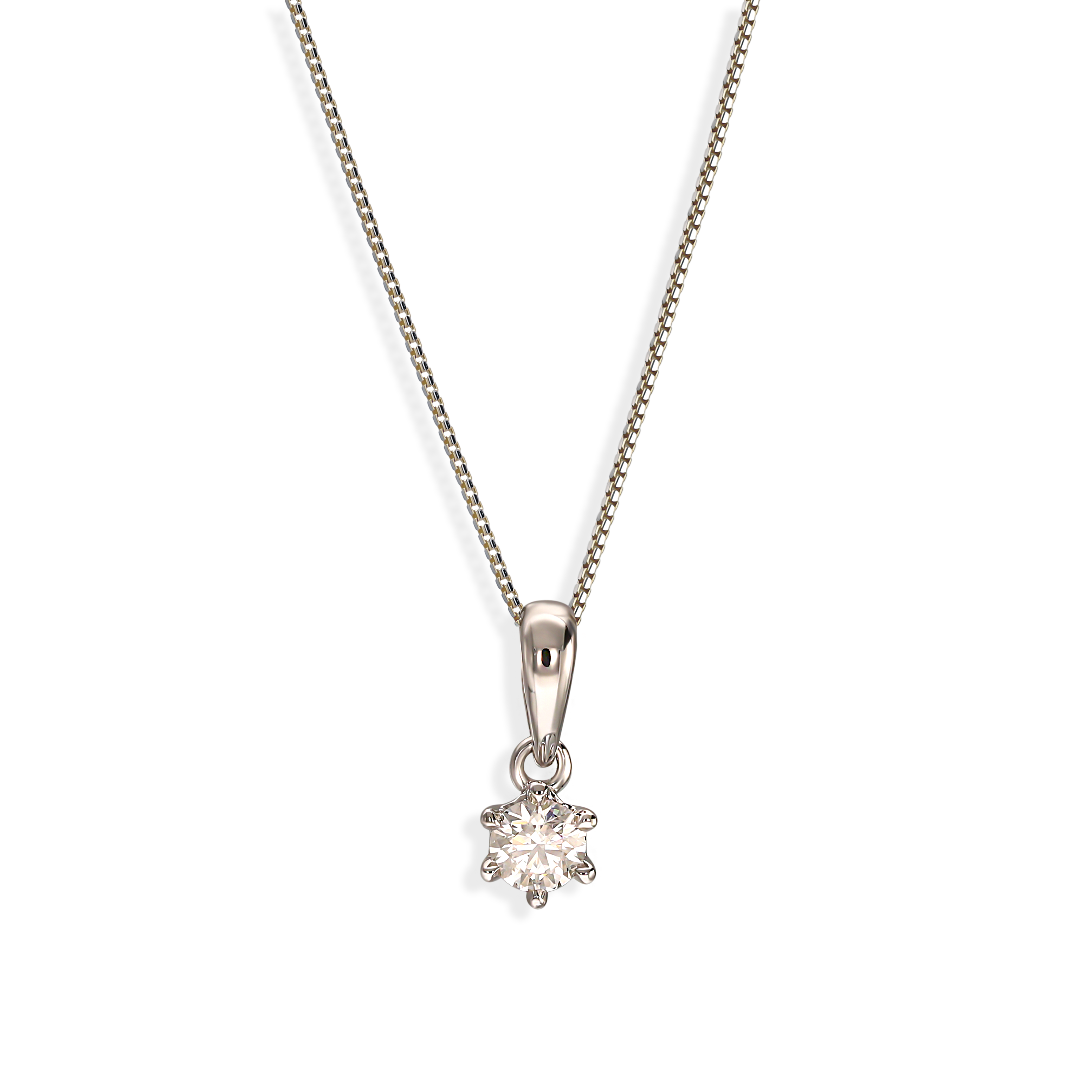 Zawieszka z białego złota z diamentem naturalnym 0,2 ct, próba 585