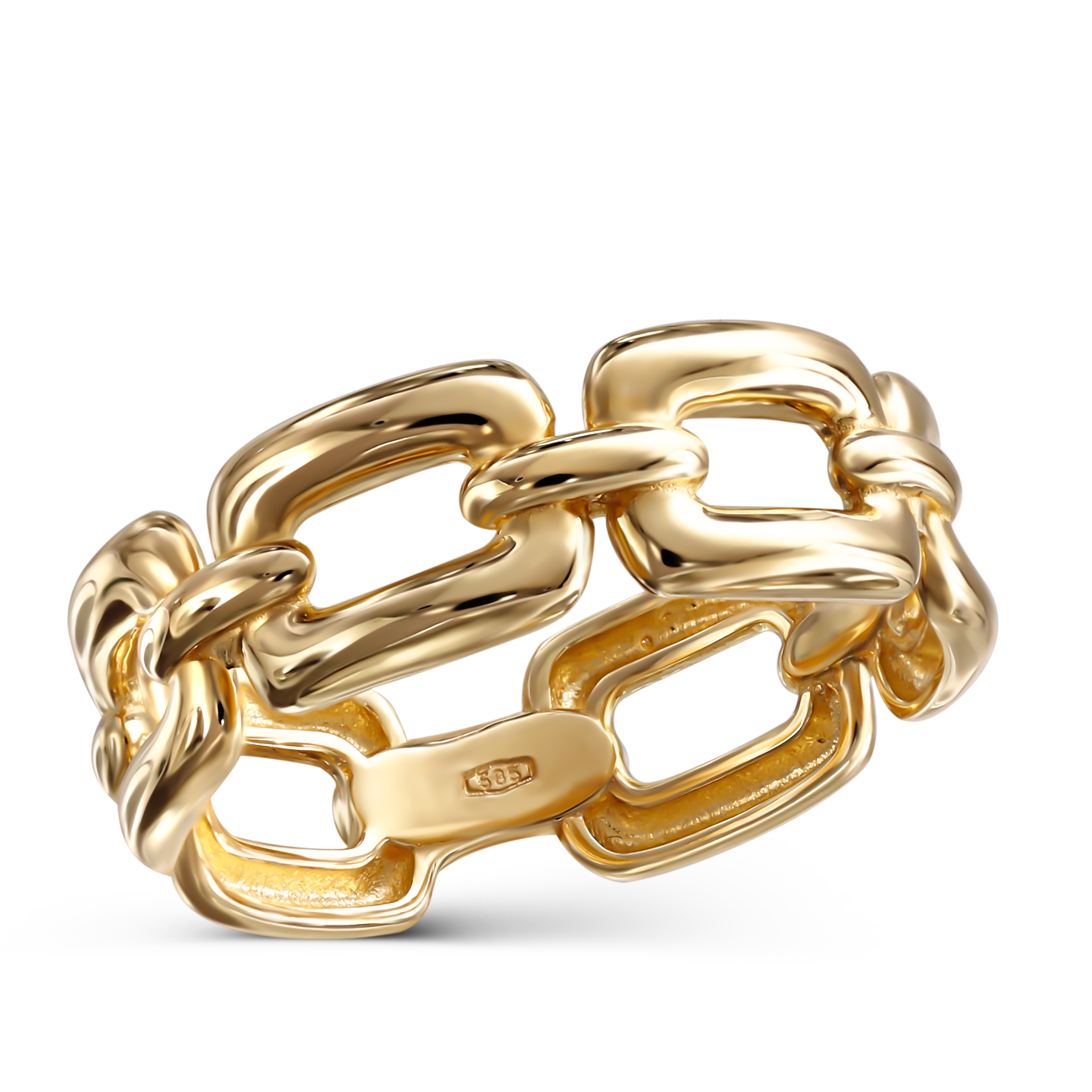 Pierścionek złoty obrączkowy w kształcie ogniw, próba 585