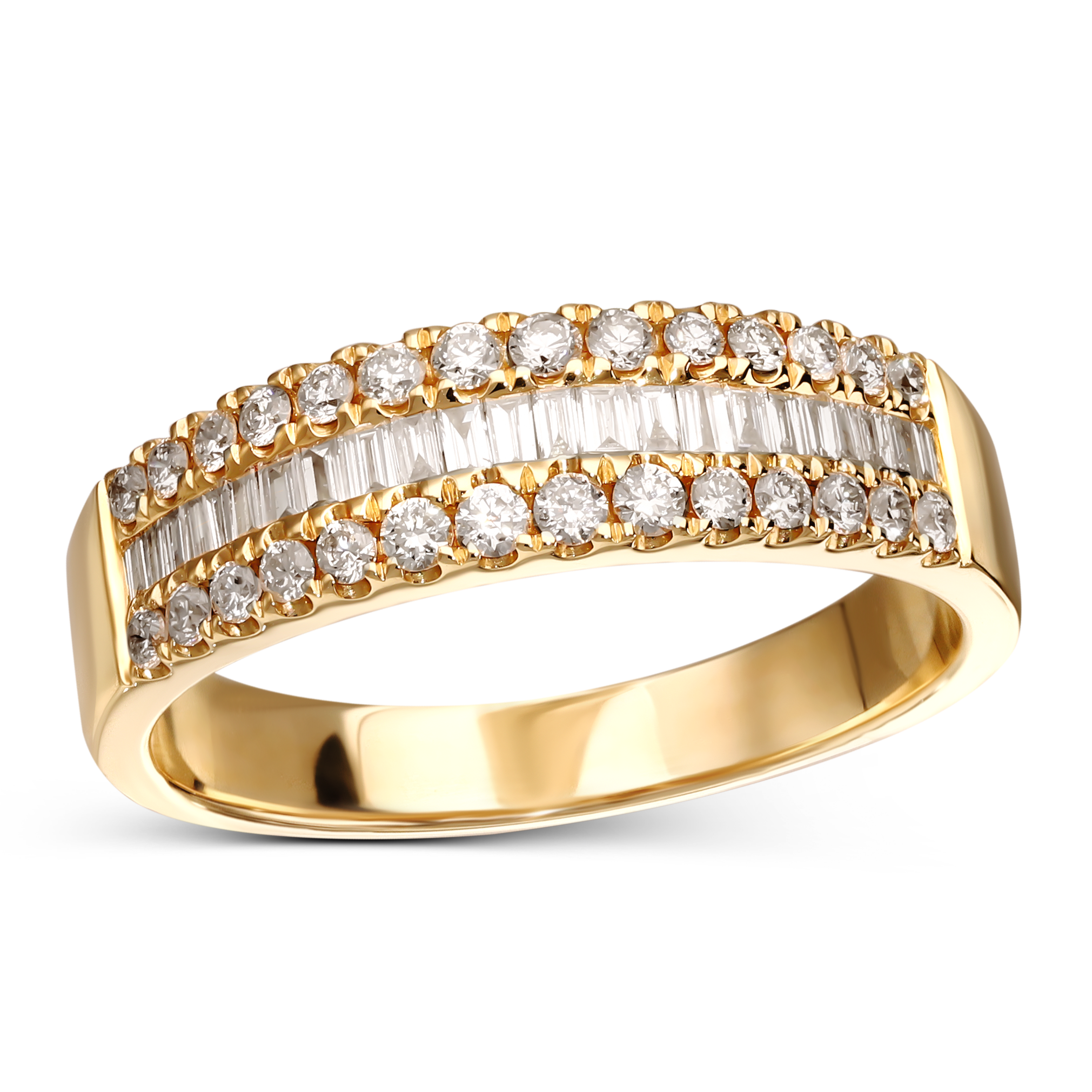 Pierścionek złoty obrączkowy wysadzany diamentami naturalnymi, próba 585