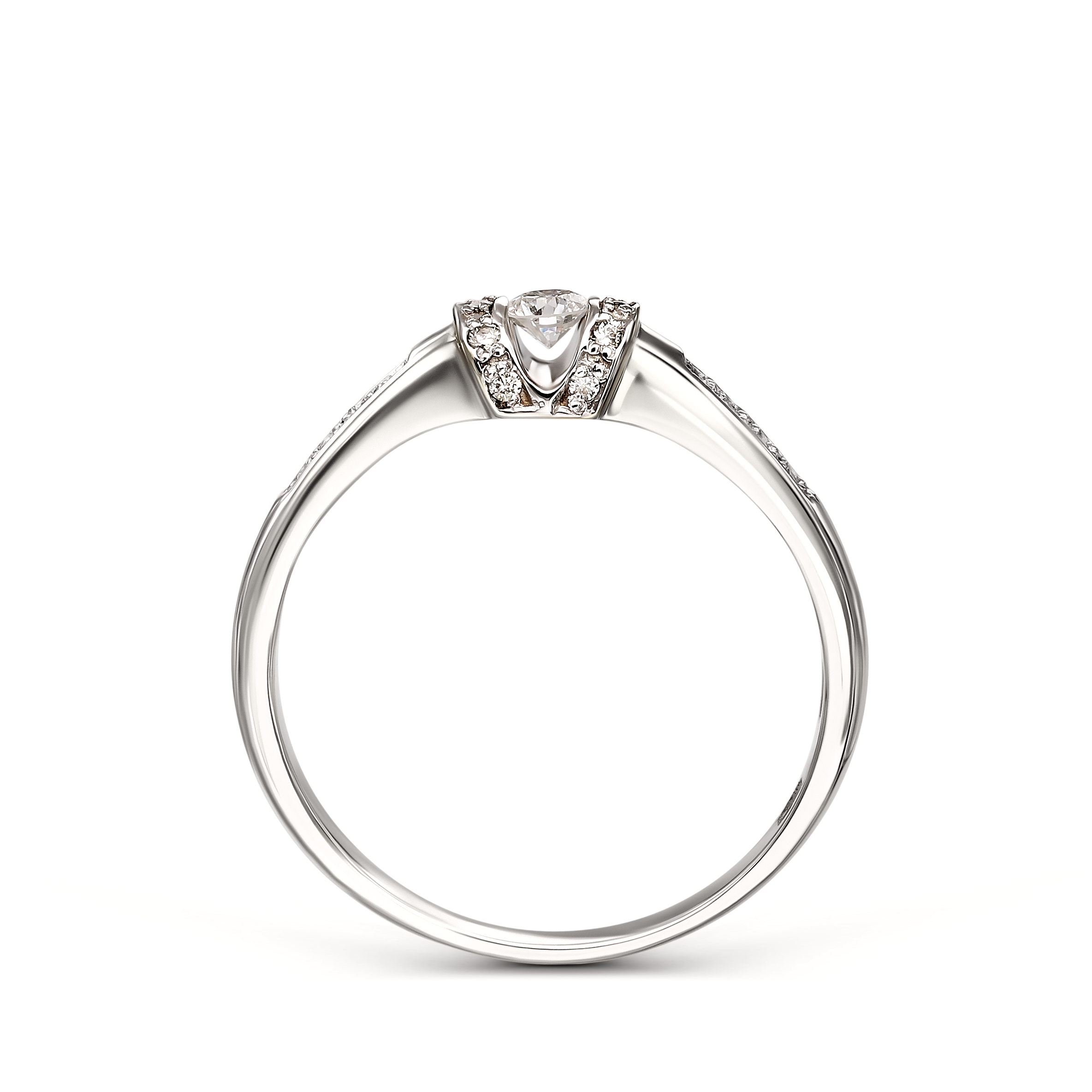 Pierścionek z białego złota z diamentami naturalnymi 0.18 ct, próba 585