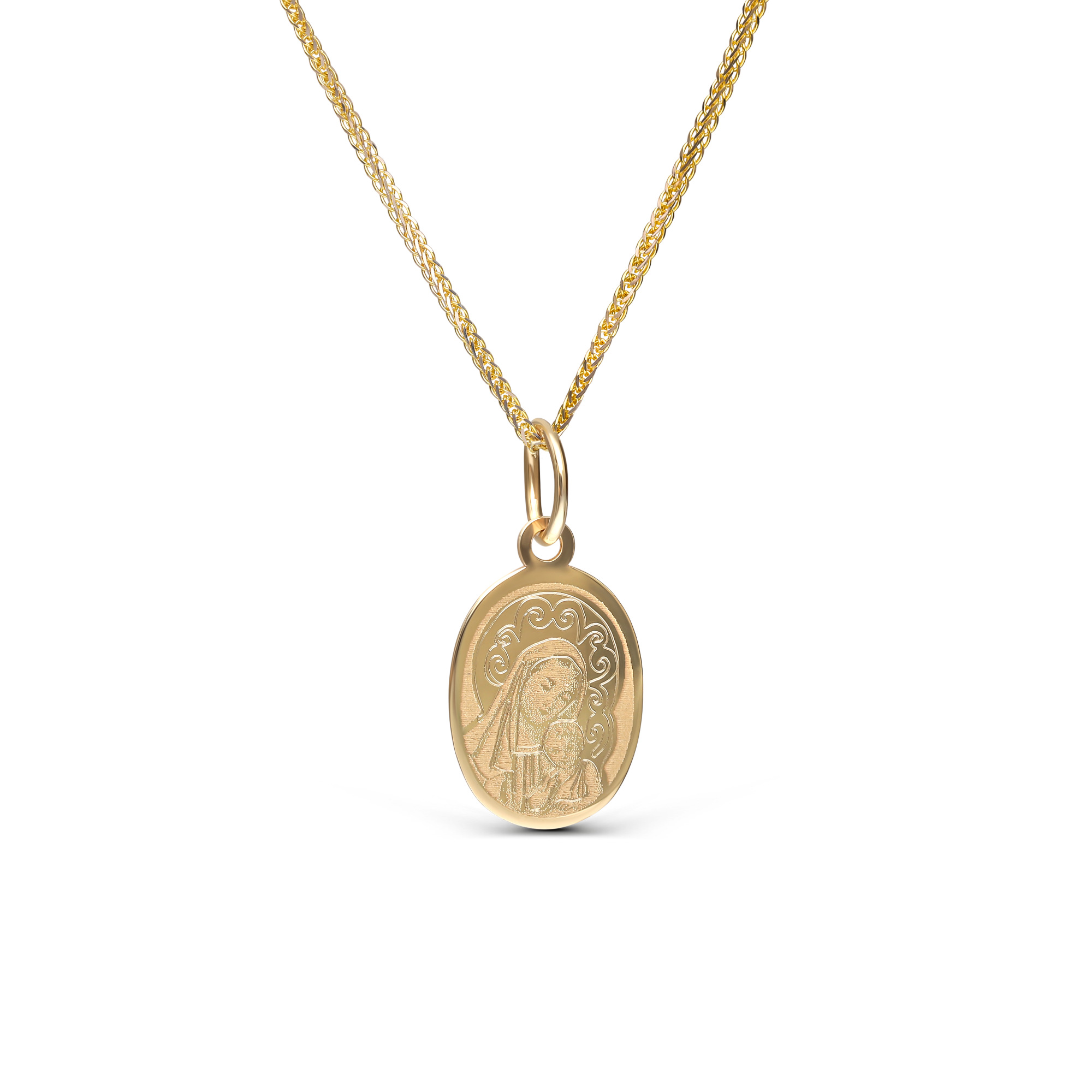 Medalik złoty z wizerunkiem Matki Boskiej z Dzieciątkiem, próba 585