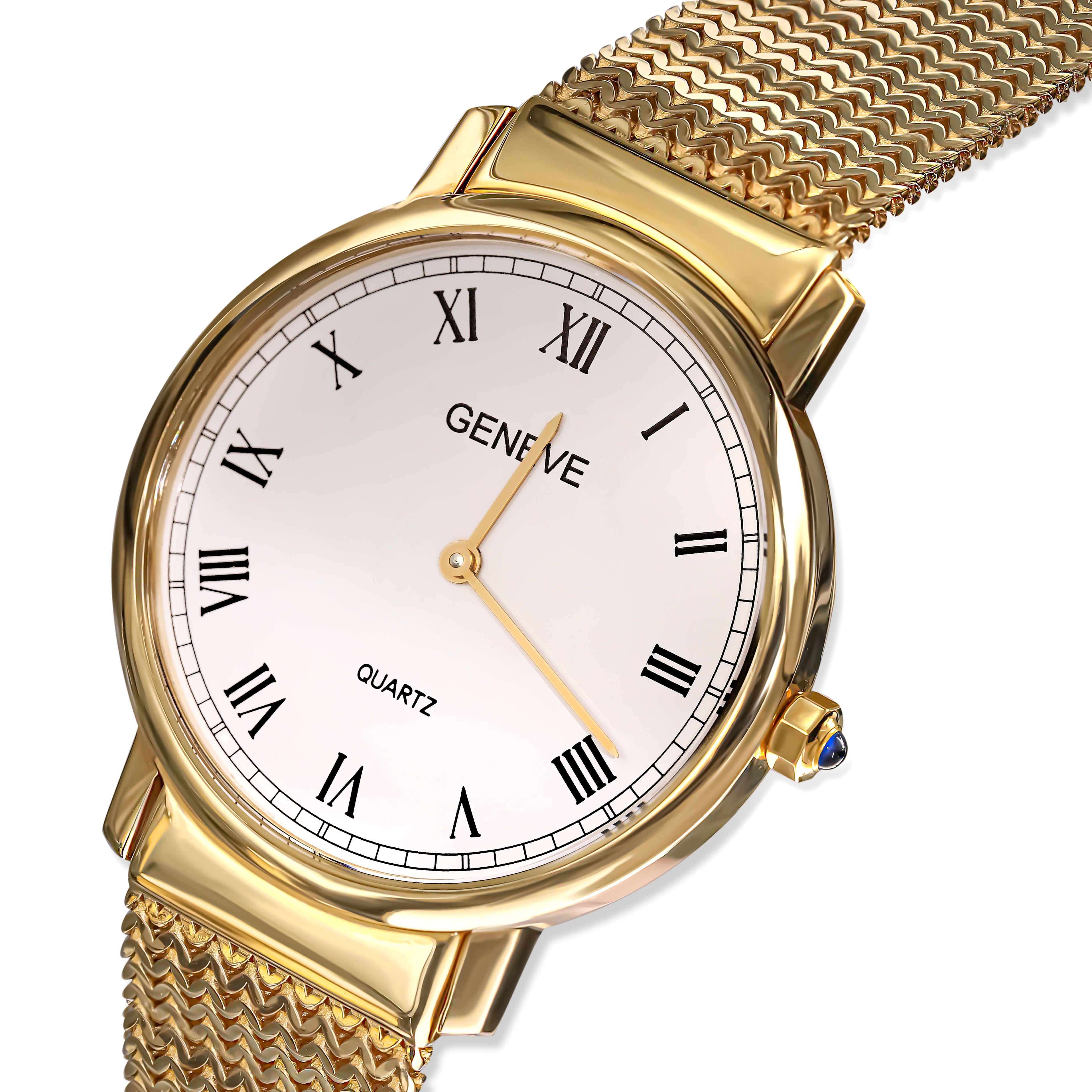 Zegarek złoty unisex z klasyczną białą tarczą, próba 585