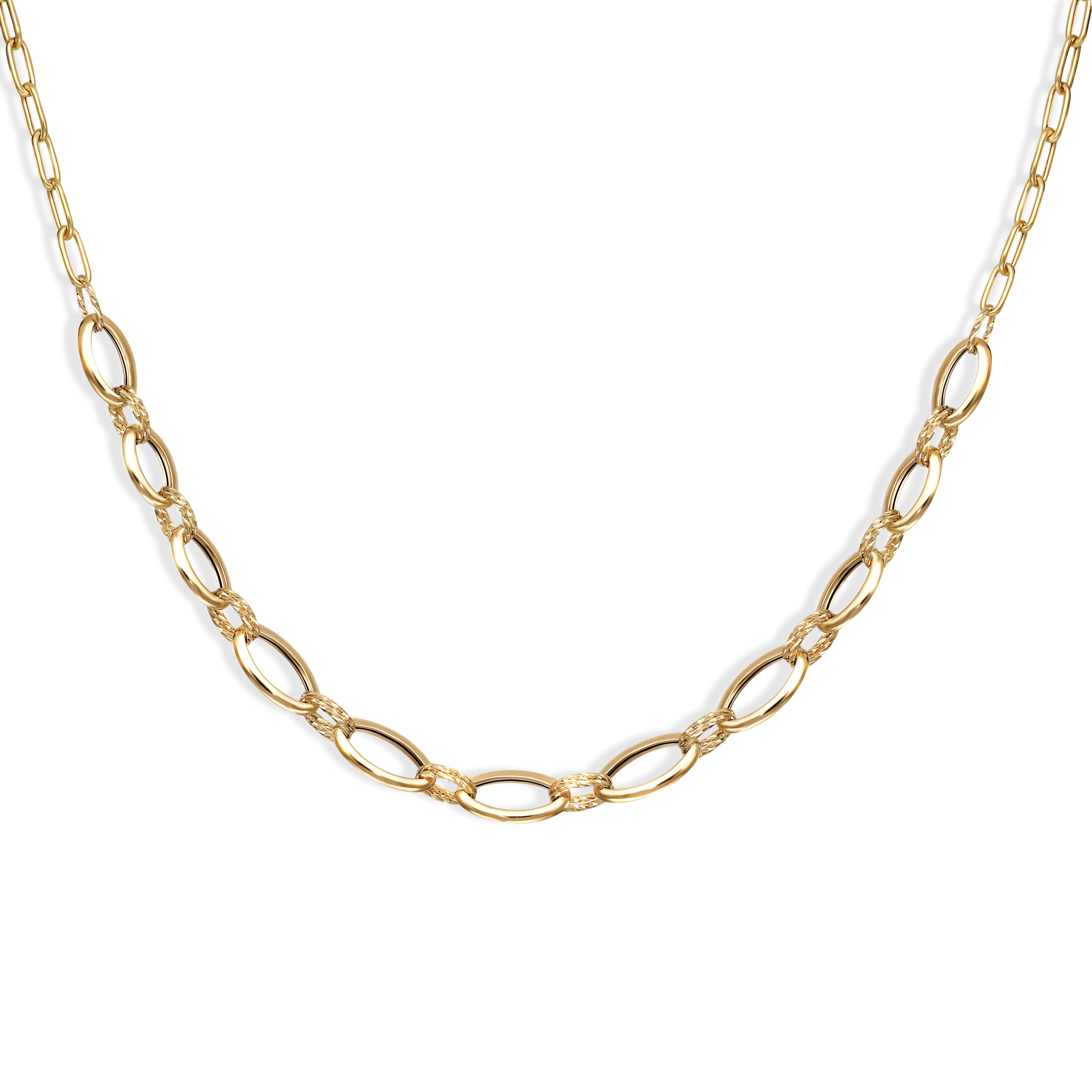 Naszyjnik złoty z dużymi zaoblonymi ogniwami, próba 585