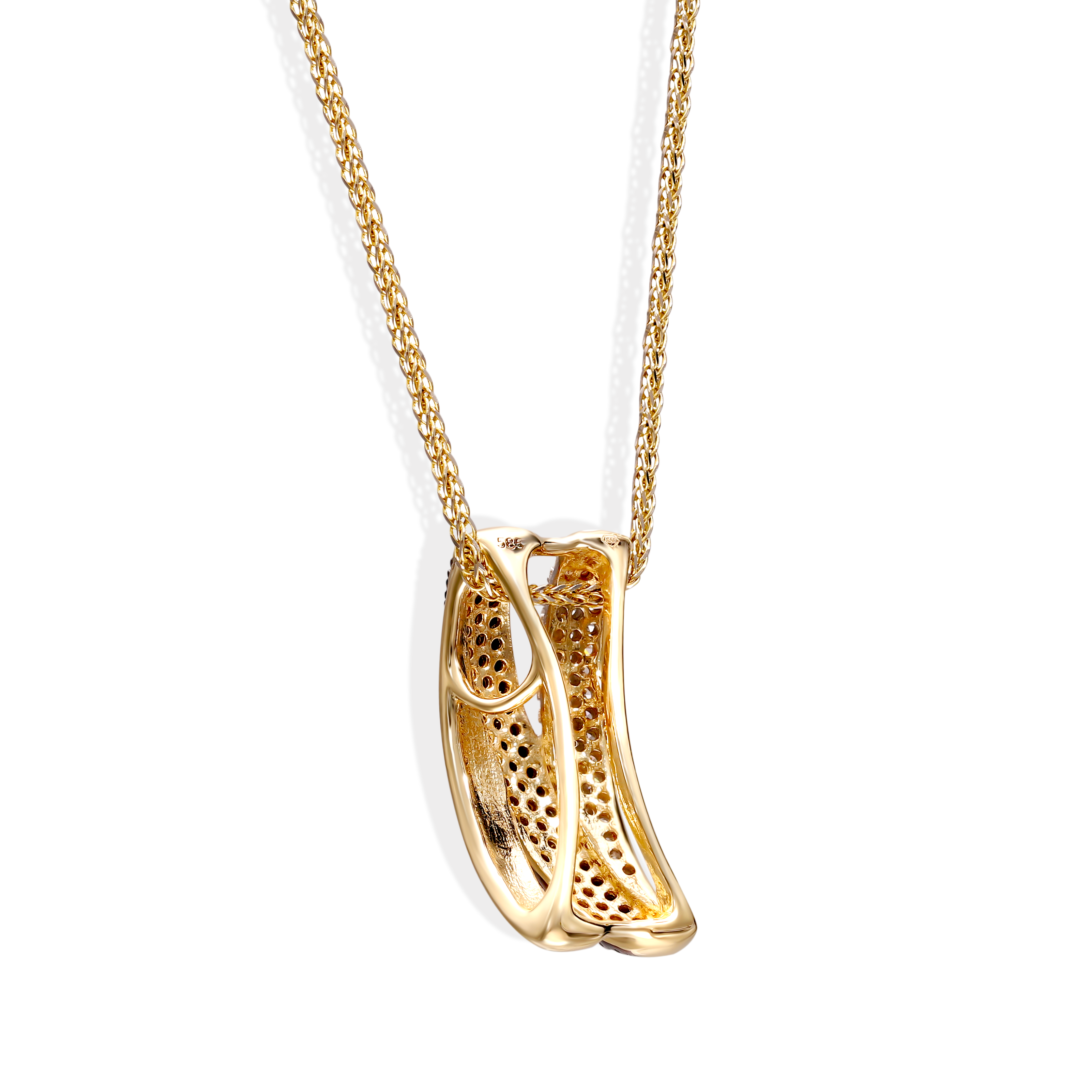 Złota zawieszka z diamentami naturalnymi 0.09 ct i czarnymi diamentami 0.19 ct, próba 585
