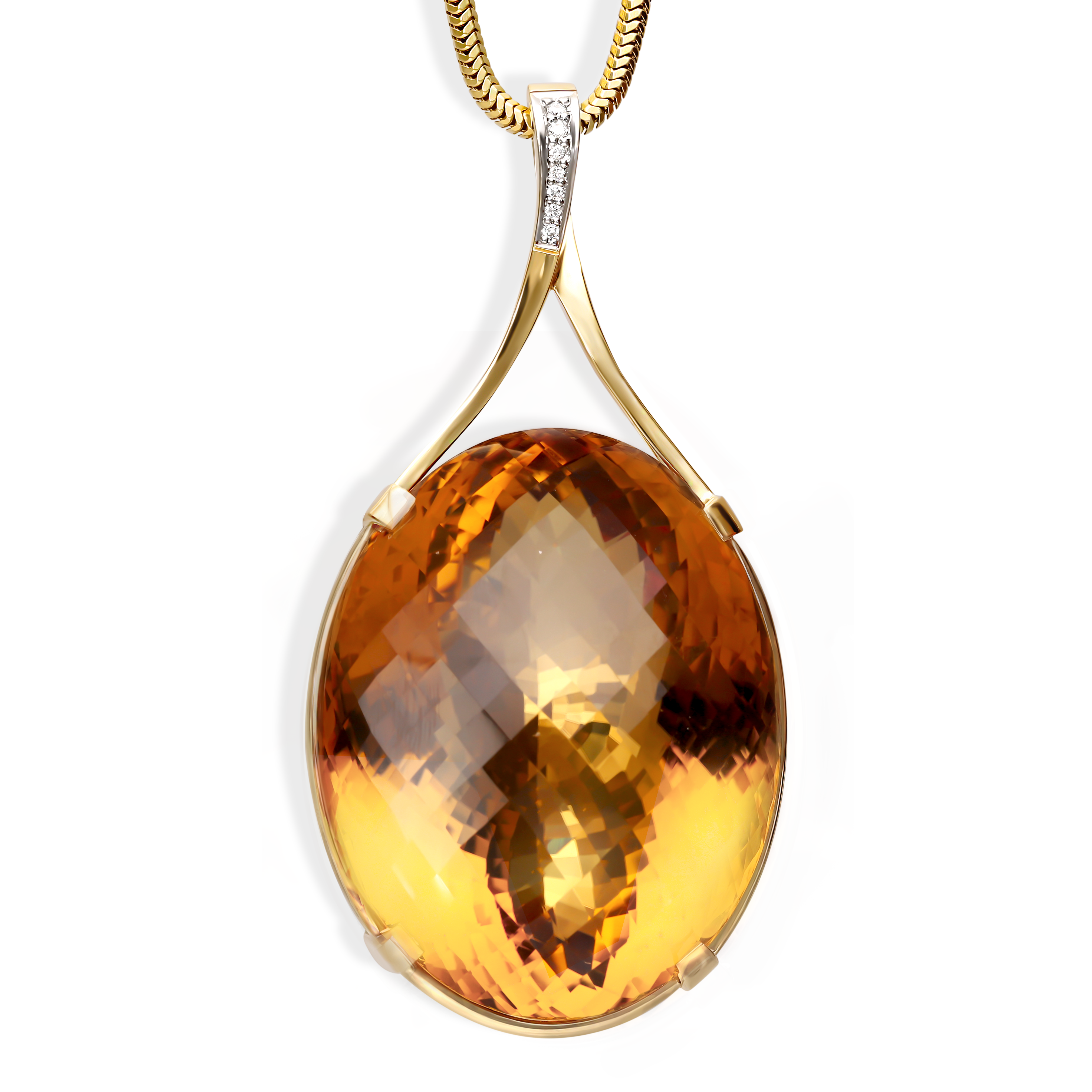 Zawieszka złota z okazałym cytrynem i diamentami naturalnymi 0.08 ct, próba 585