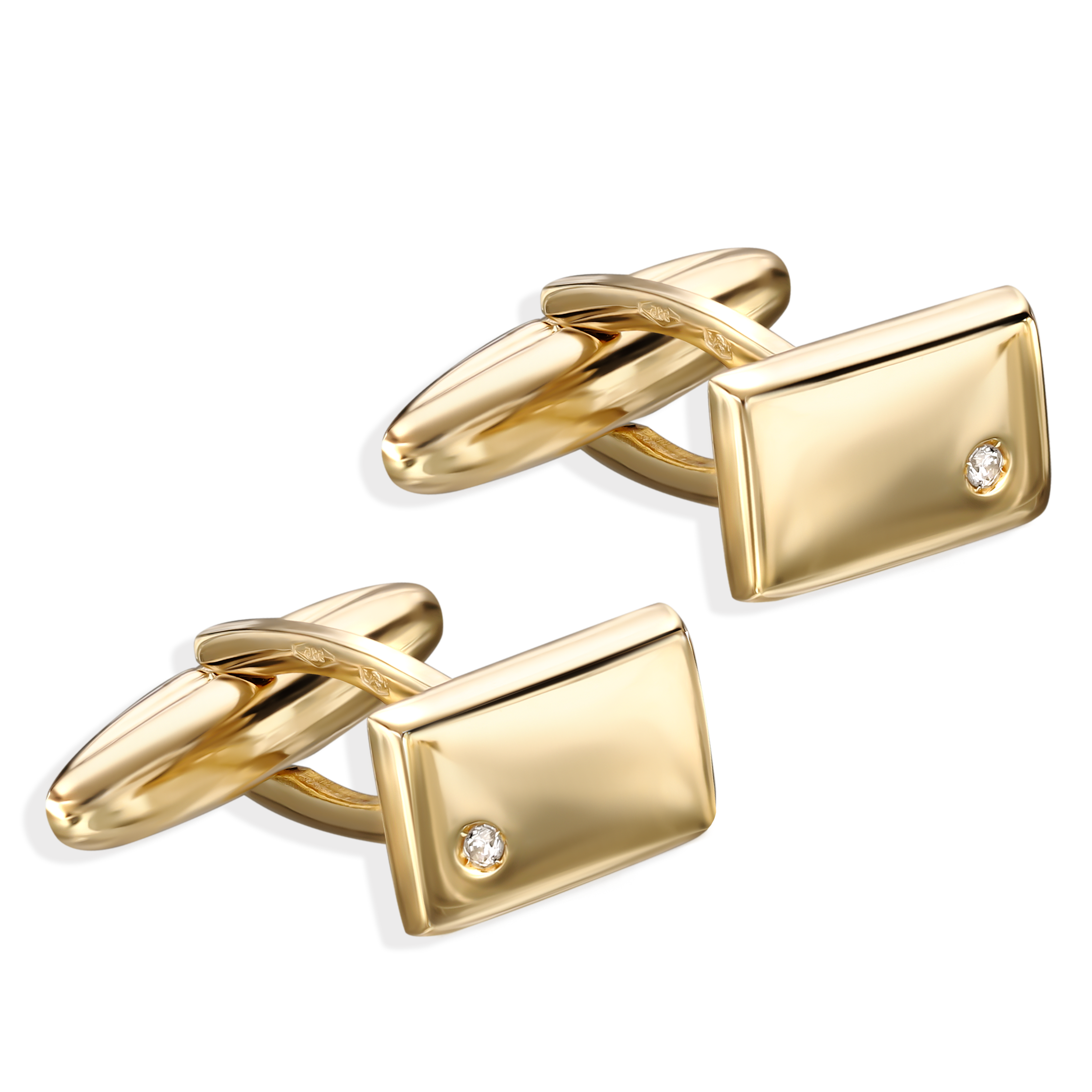 Kwadratowe złote spinki do mankietów z cyrkoniami, próba 585