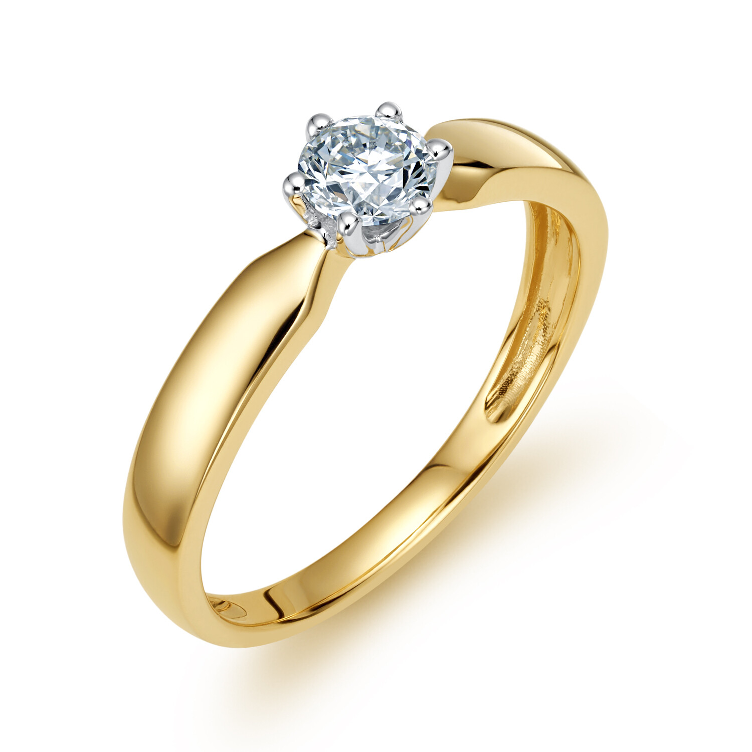 Urzekający pierścionek zaręczynowy z brylantem 0.4ct IGI, próba 585