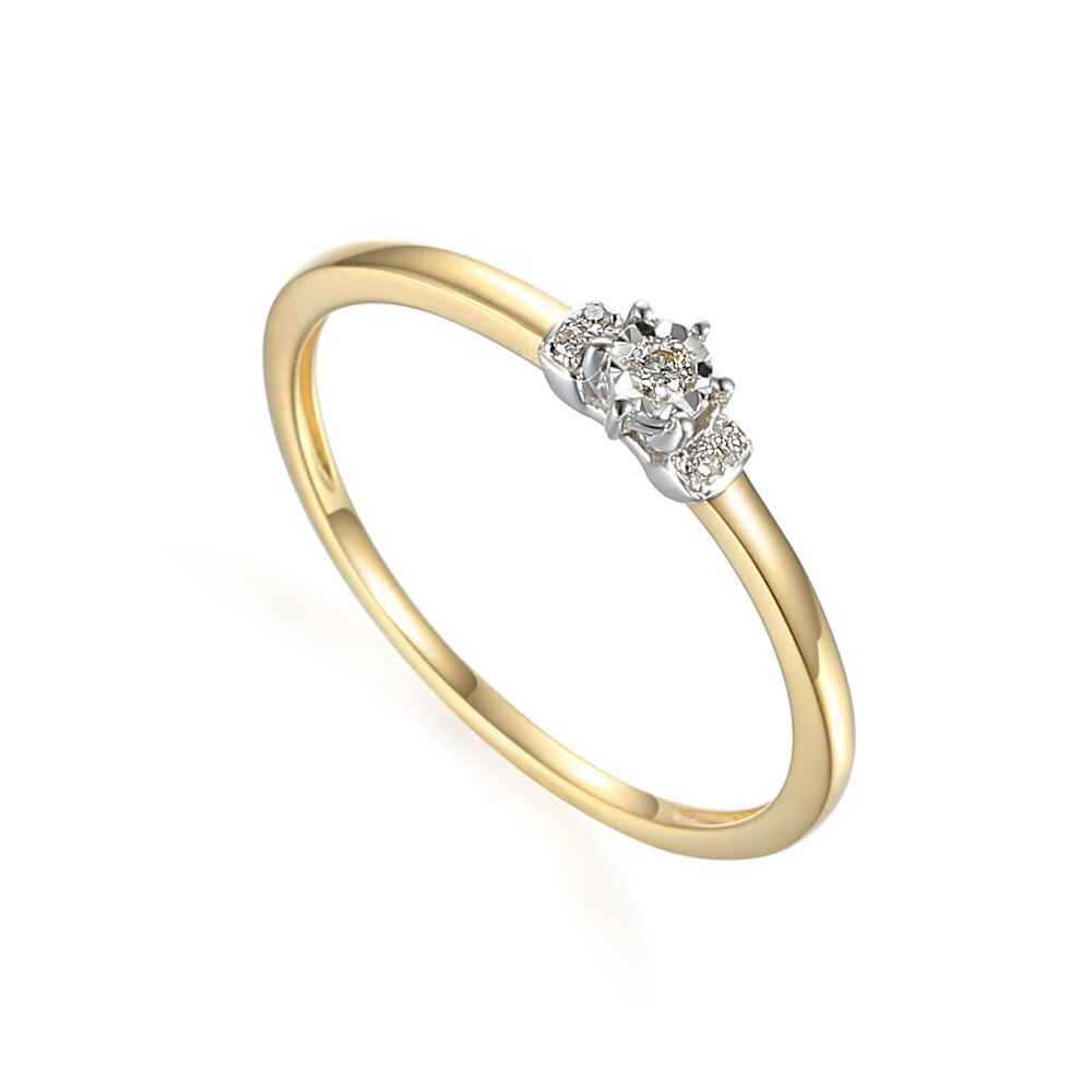Delikatny pierścionek zaręczynowy z diamentami, próba 585