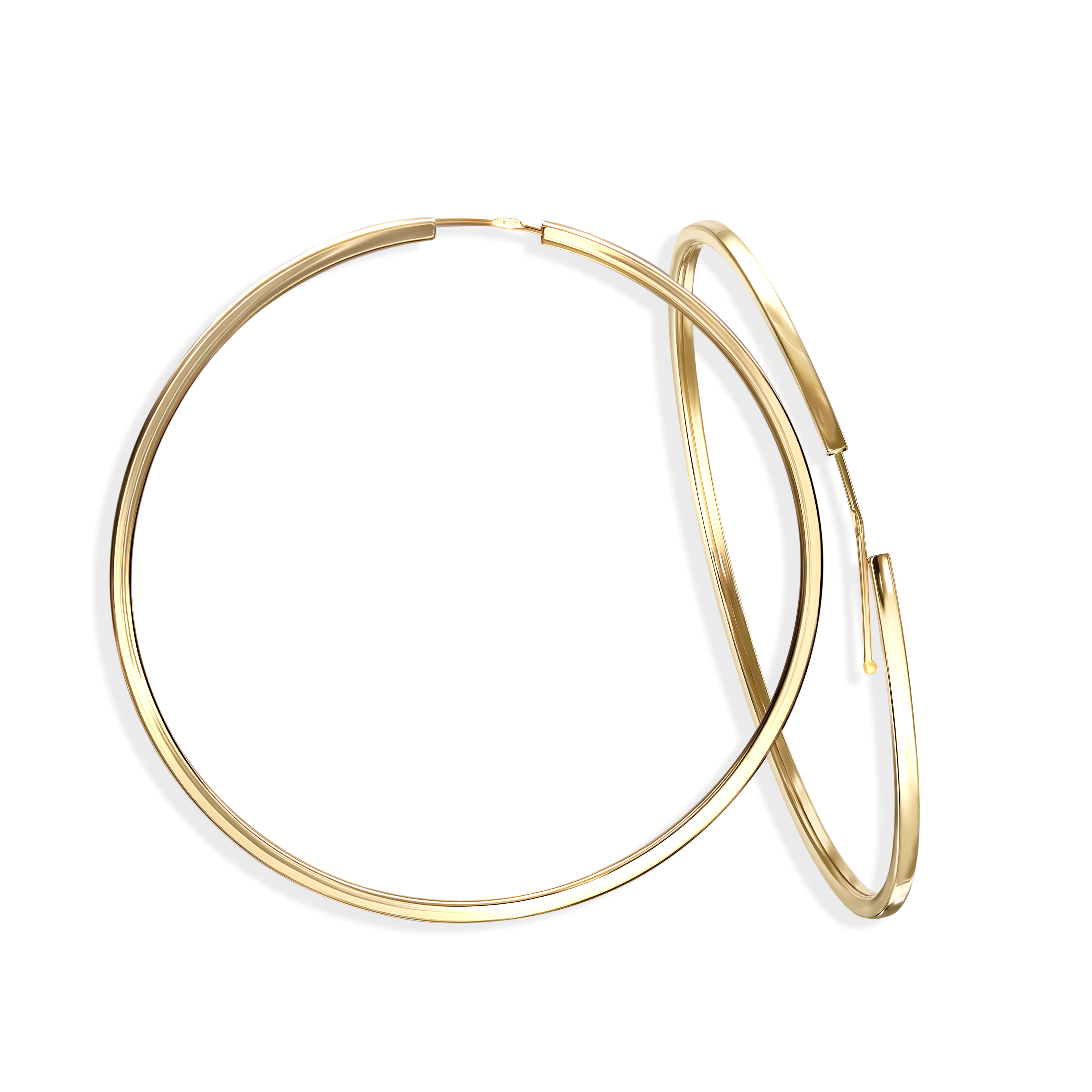 Klasyczne złote kolczyki koła, średnica 5 cm, próba 585