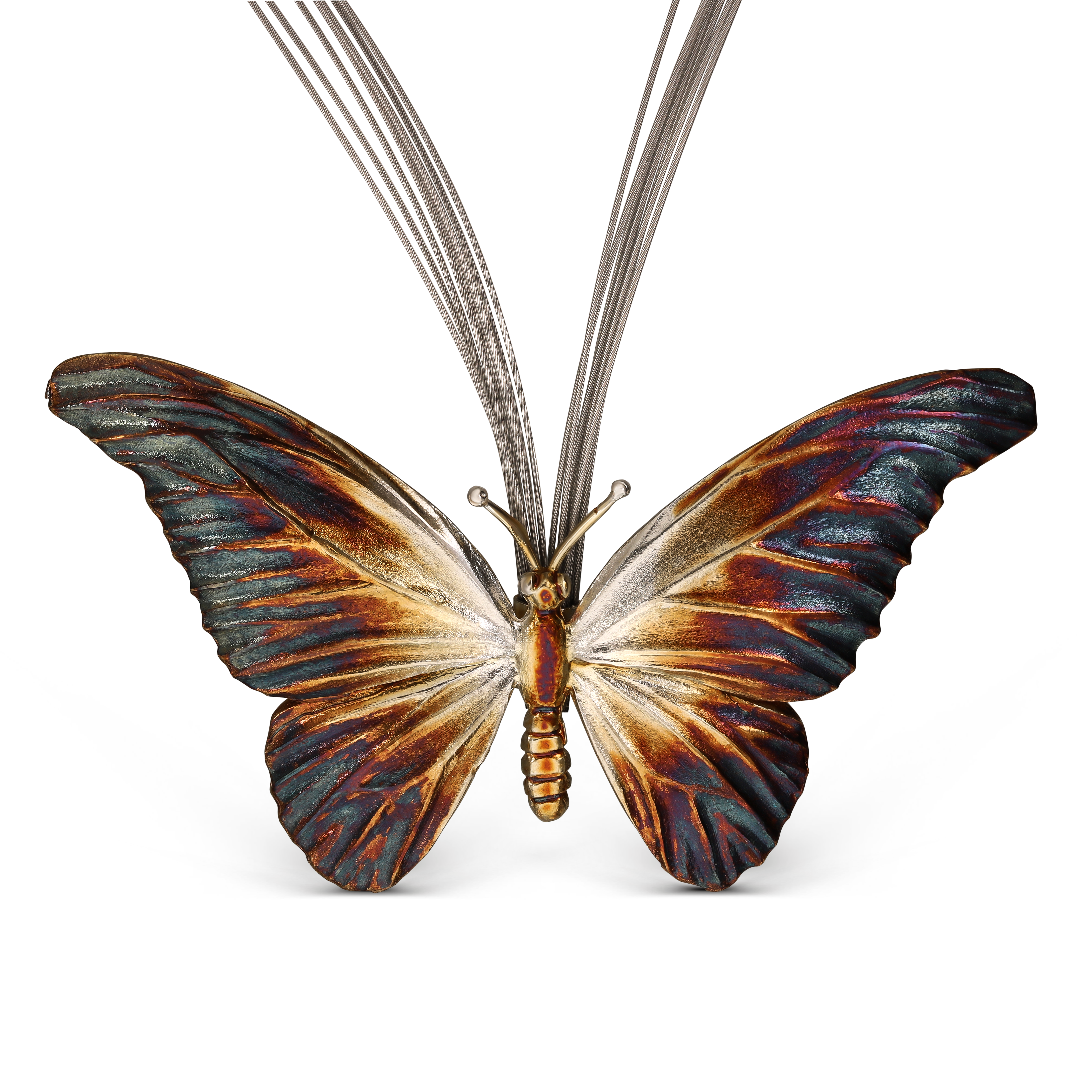 Naszyjnik srebrny artystyczny z oksydowanym motylem, próba 925