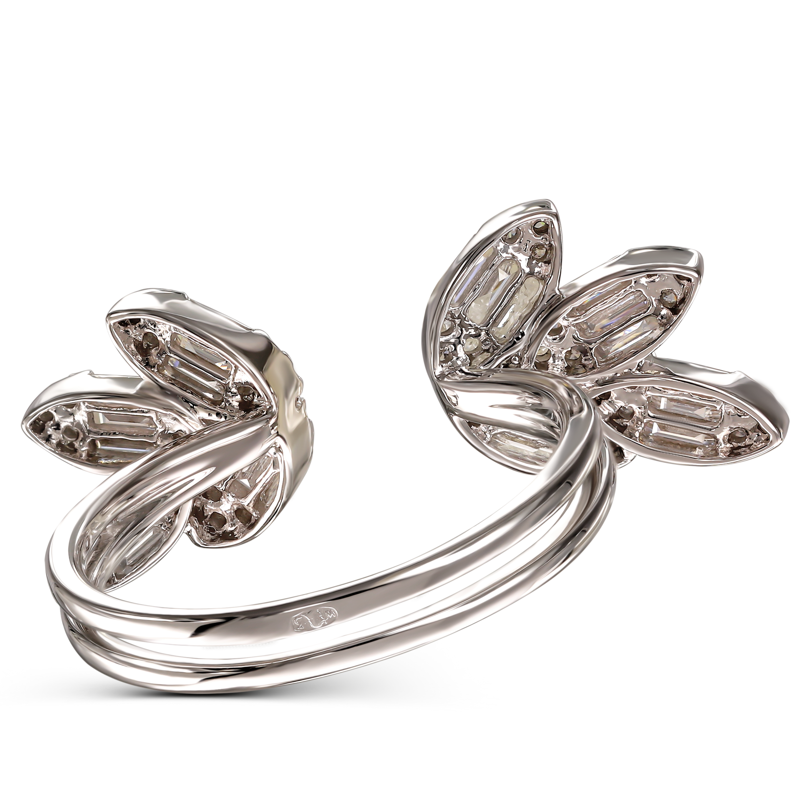 Otwarty pierścionek z białego złota z diamentami naturalnymi 0,62 ct, próba 585