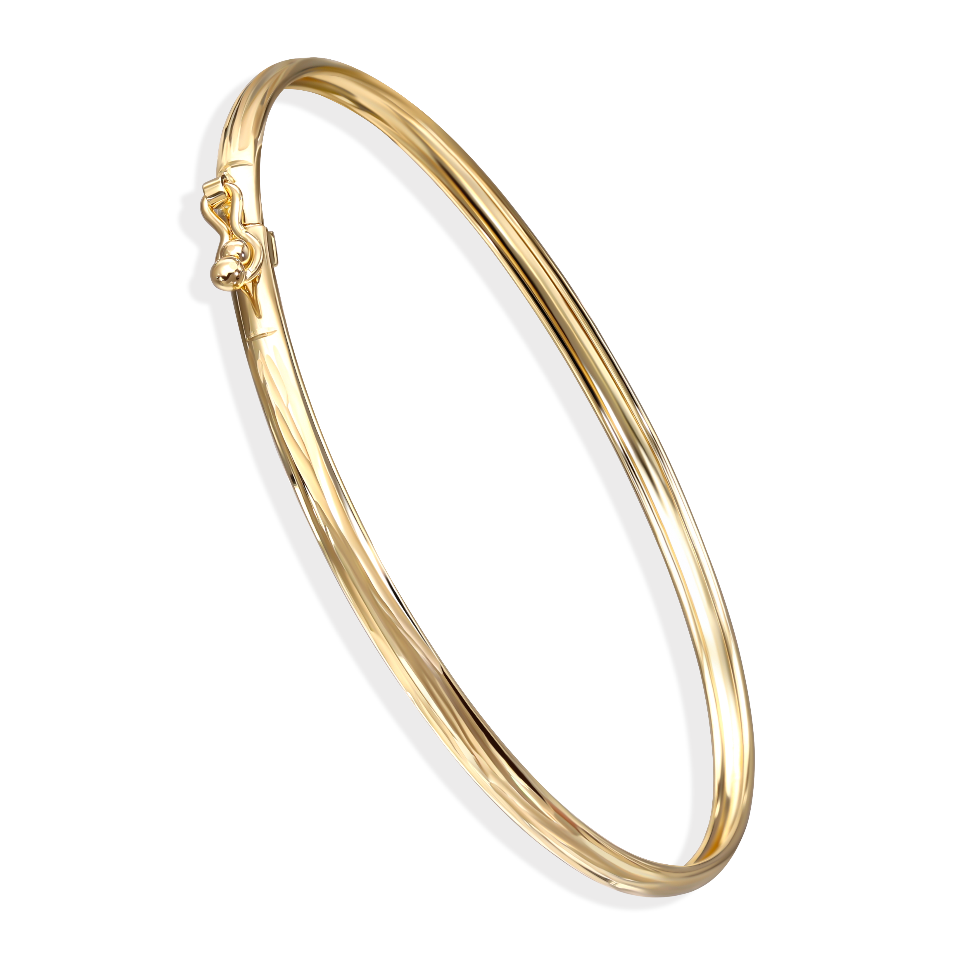 Złota sztywna bransoleta typu bangle ze szlifowaną powierzchnią, próba 585
