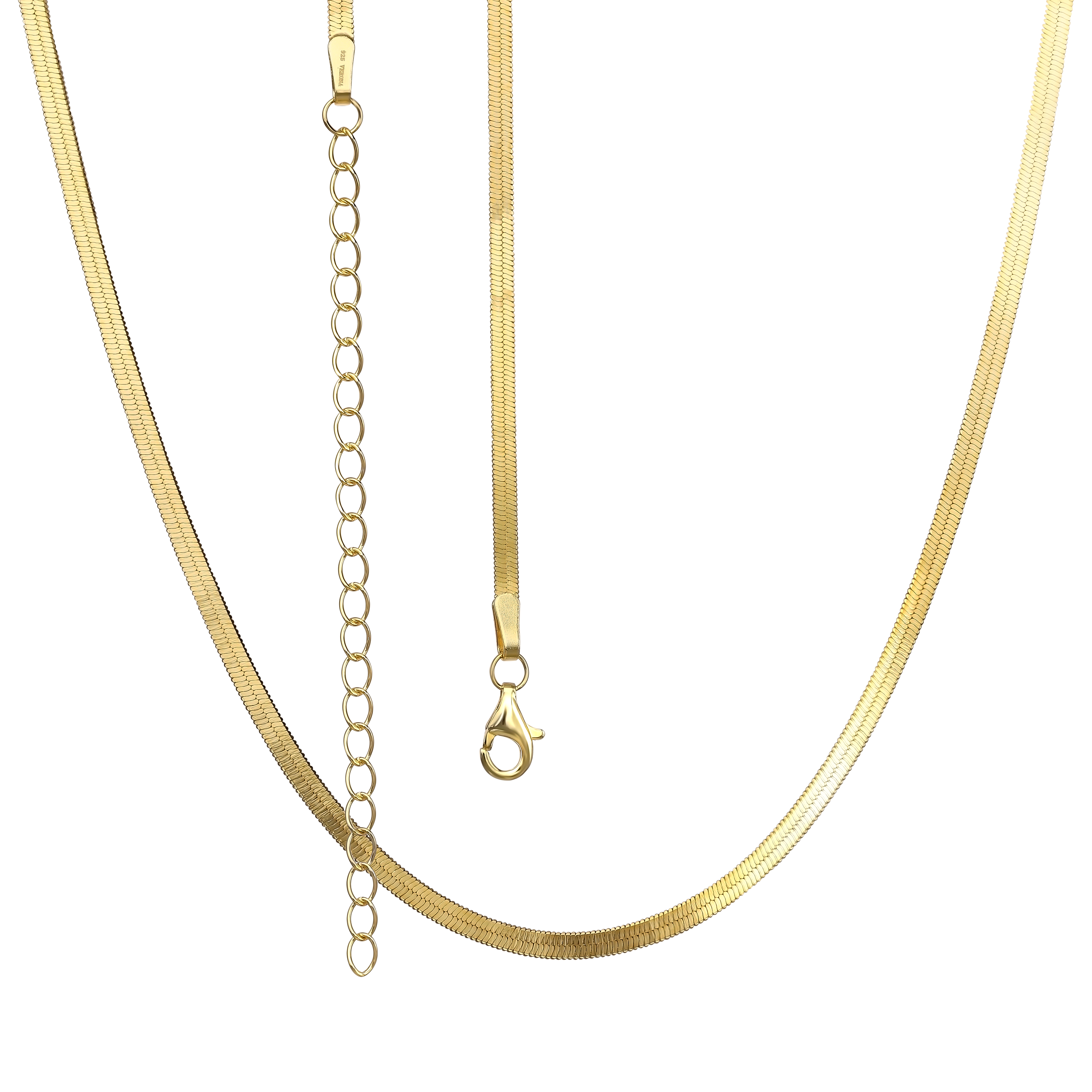 Naszyjnik srebrny pozłacany taśma szerokość 2,5 mm, próba 925