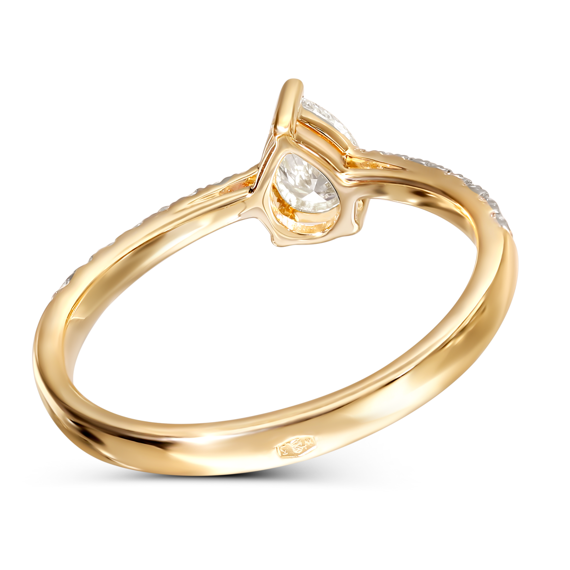 Pierścionek złoty z diamentami naturalnymi IGI 0.6 ct, próba 585