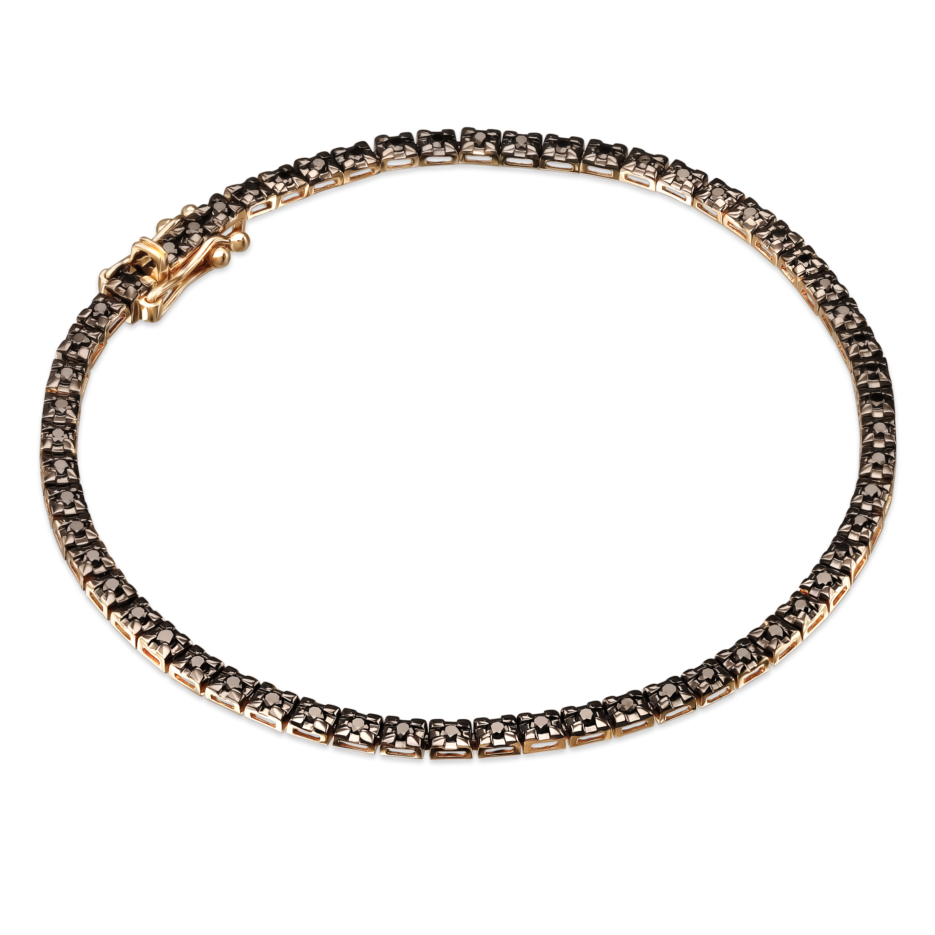 Złota bransoletka tenisowa z czarnymi diamentami naturalnymi, próba 585