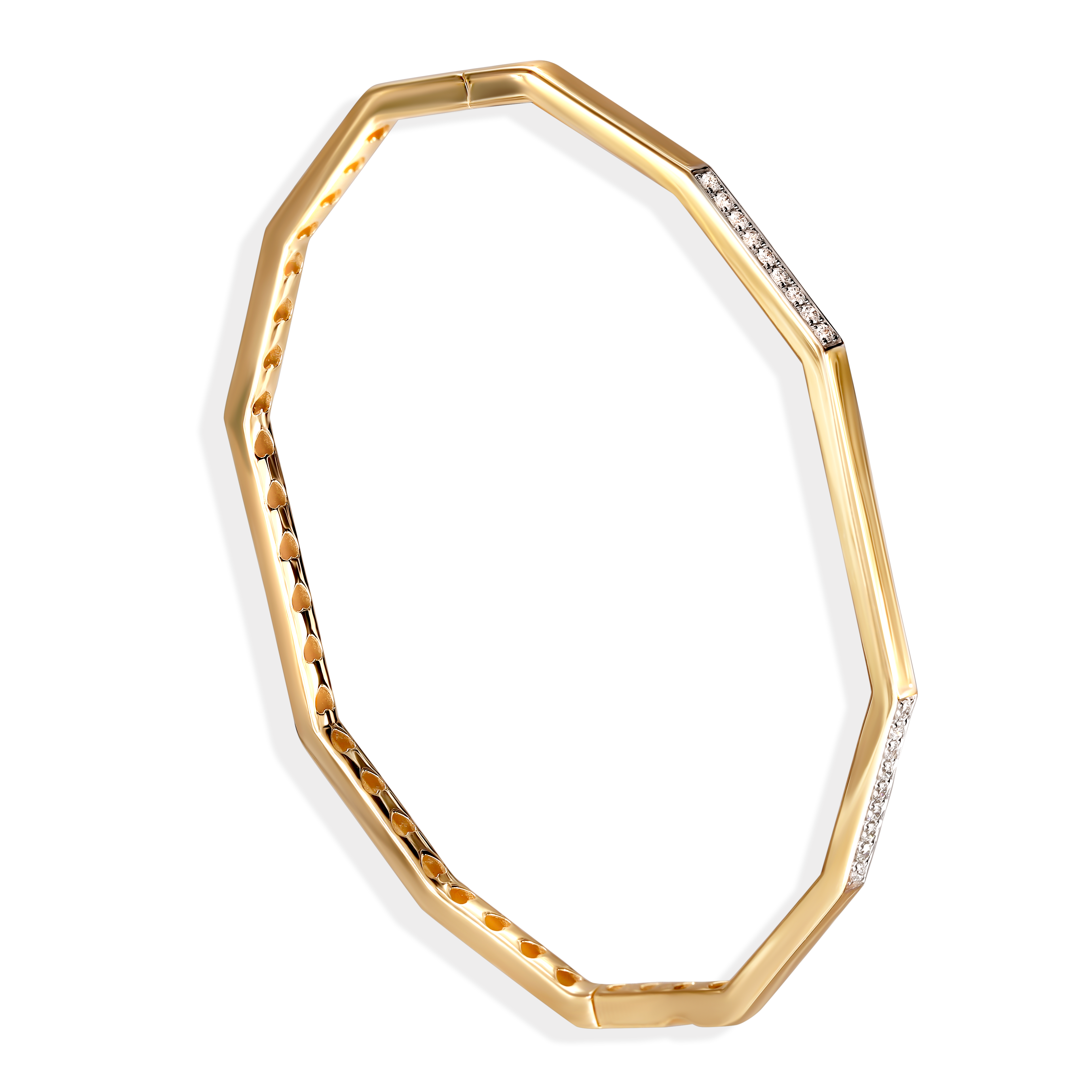 Bransoleta złota sztywna z diamentami naturalnymi 0.44 ct, próba 585