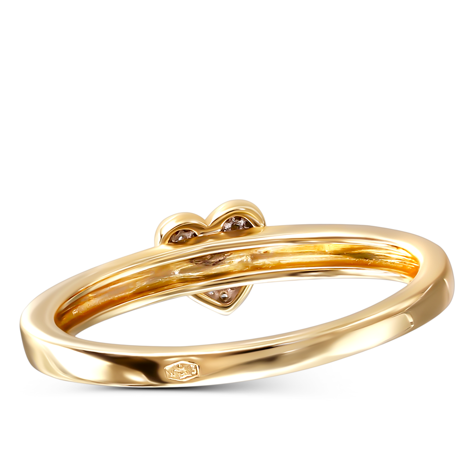 Pierścionek złoty z diamentami naturalnymi 0.075 ct w koronie z motywem serca, próba 585