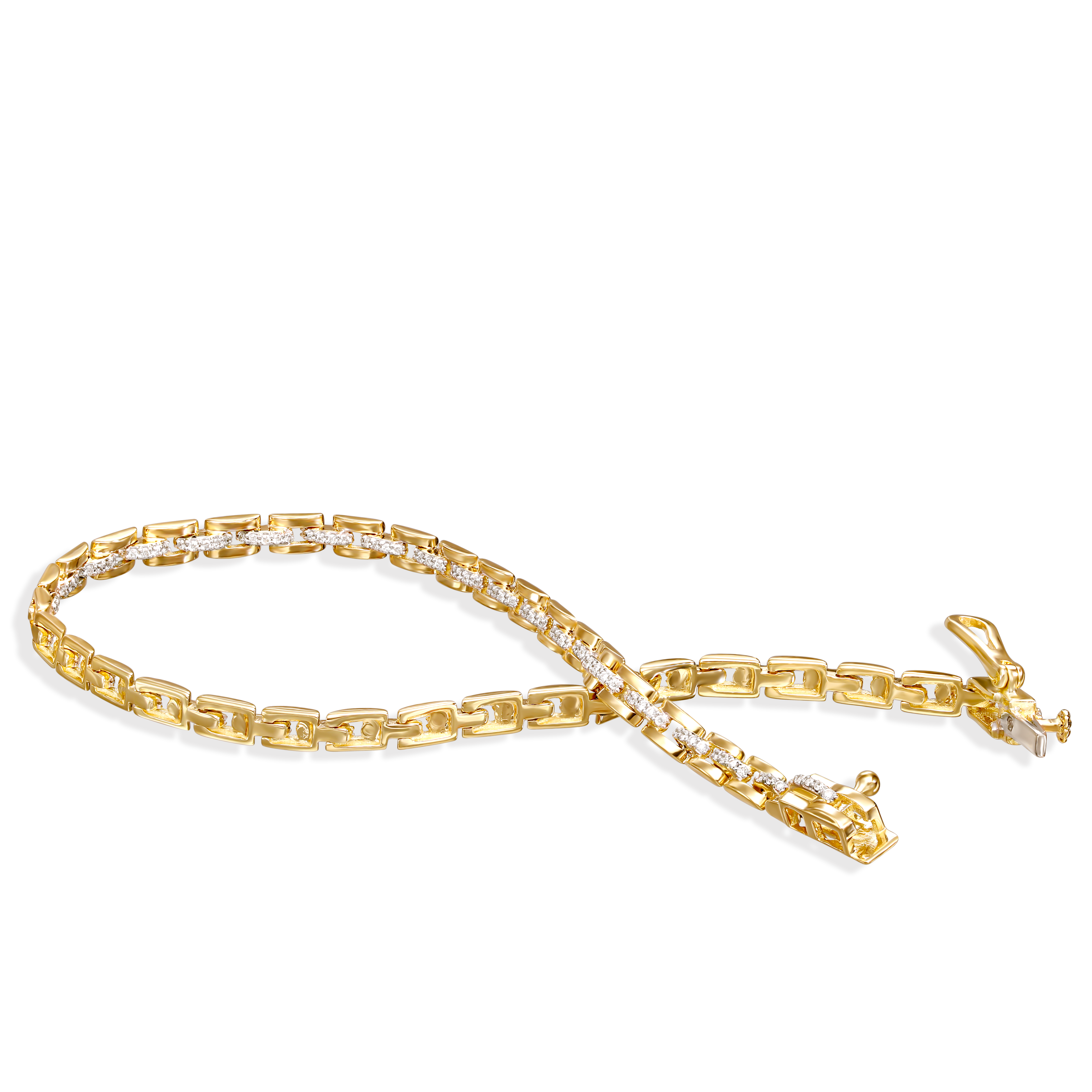 Bransoleta złota z diamentami naturalnymi 0.35 ct, próba 585