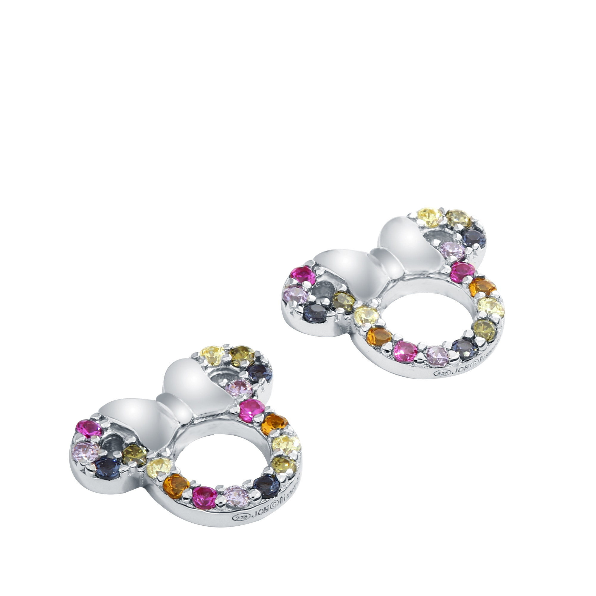 Srebrne kolczyki z cyrkoniami Myszka Minnie, próba 925