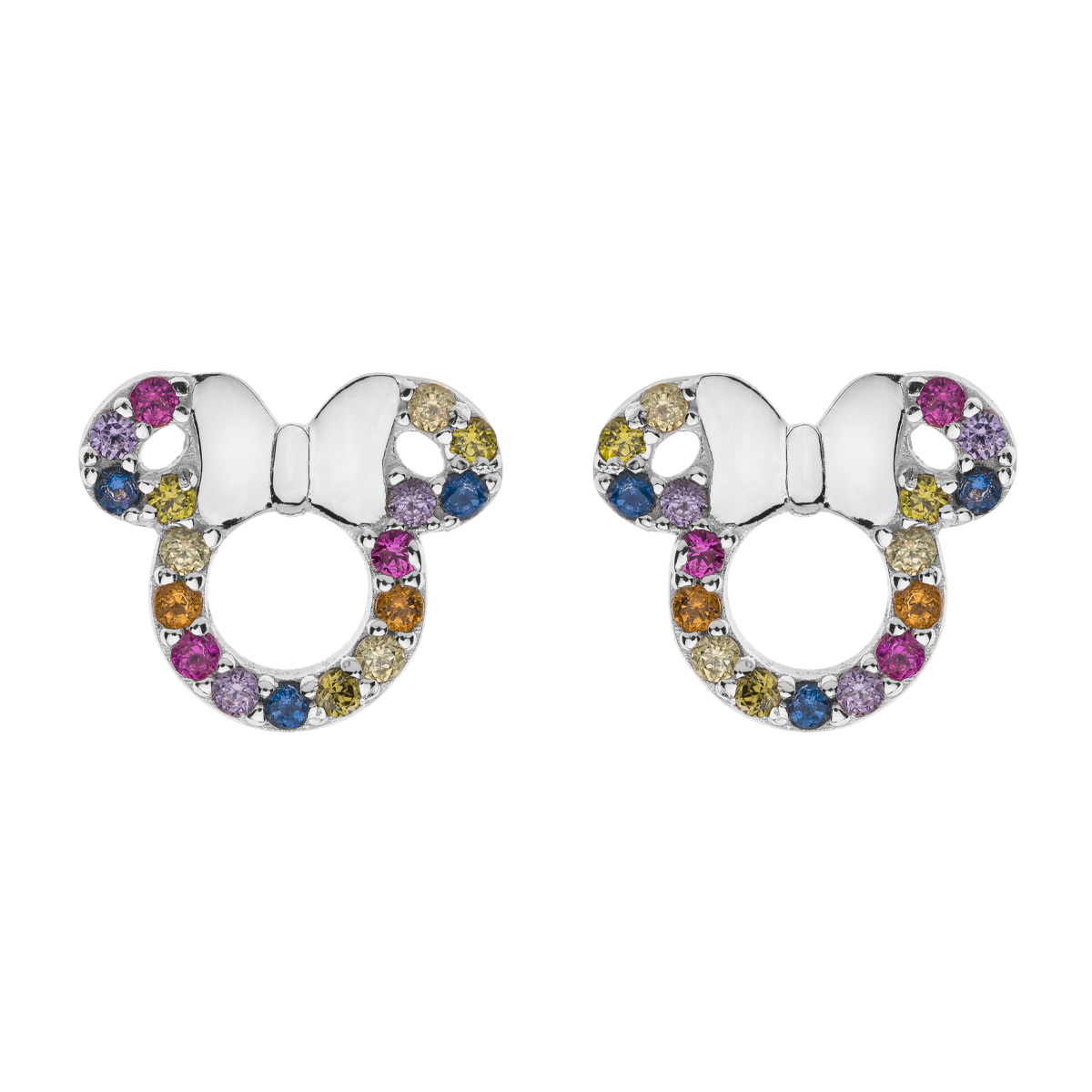 Srebrne kolczyki z cyrkoniami Myszka Minnie, próba 925